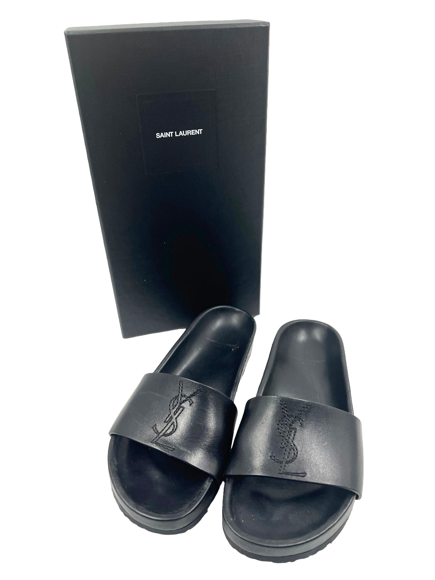 Saint Laurent Size 39 Black Jimmy Slides