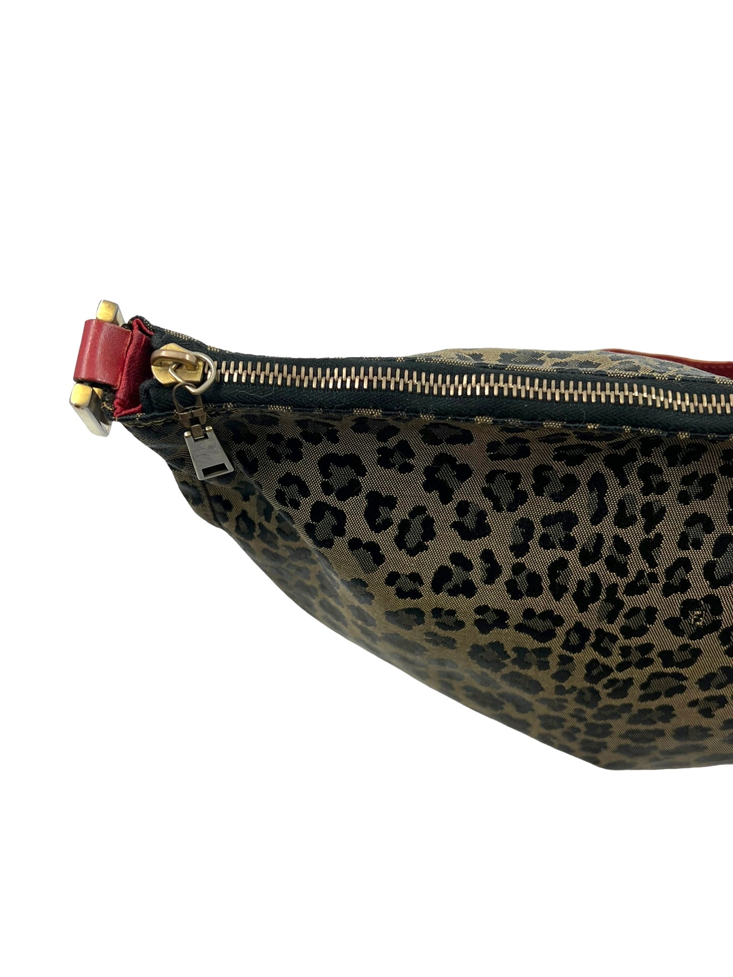 Fendi Vintage Cheetah Print Canvas Hobo Bag