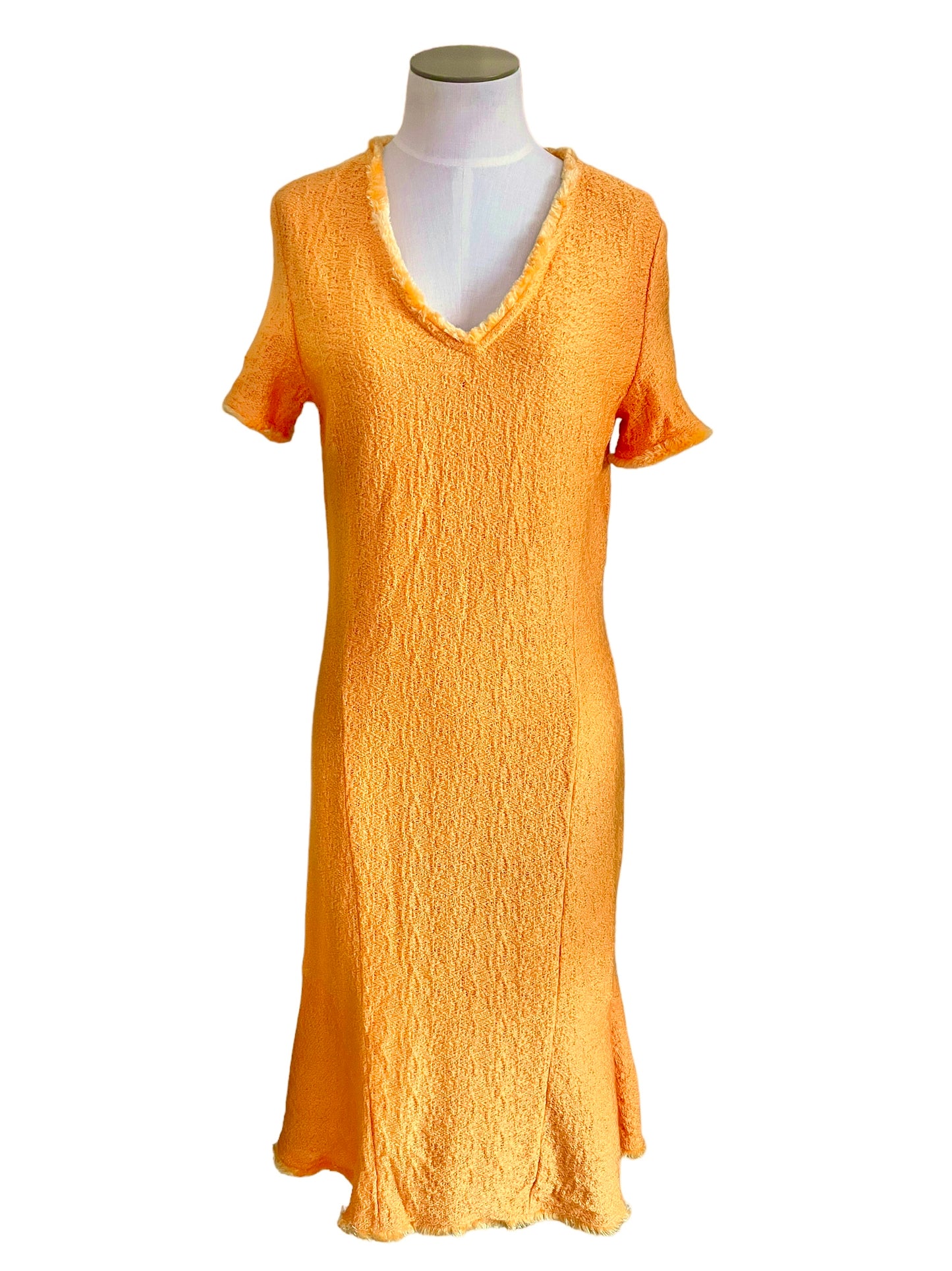 St. John Size 6 Marigold Caris Fringe Knit Dress