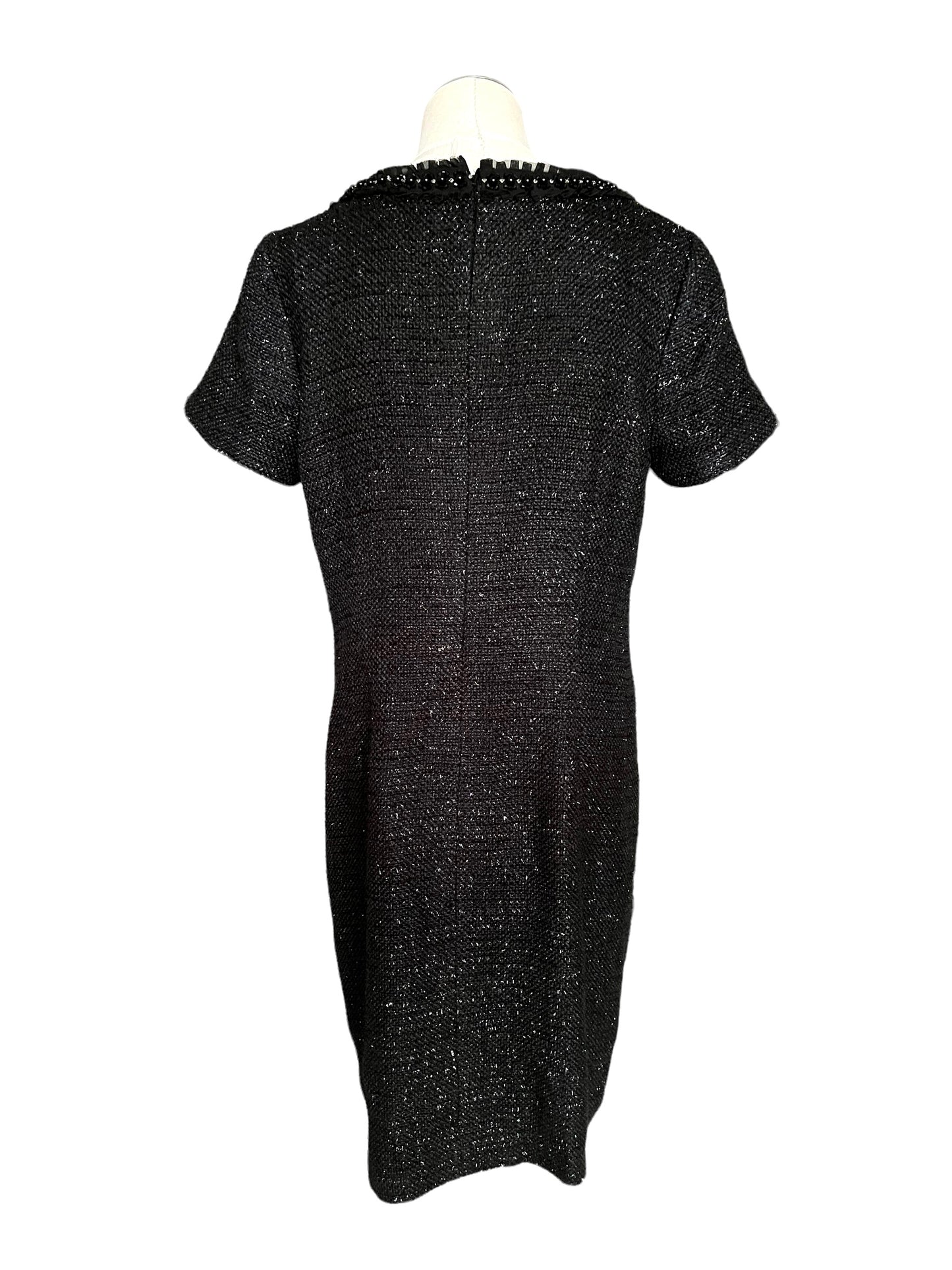 Talbots Size 12 Black Metallic Tweed Dress