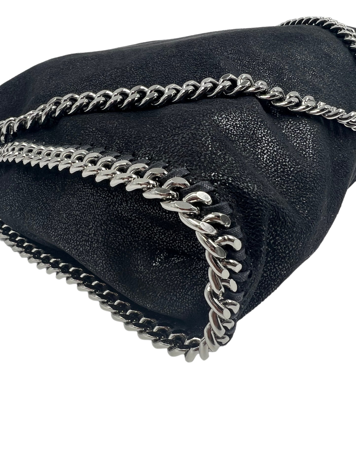 Stella McCartney Black Vegan Leather Three Chain Falabella Bag