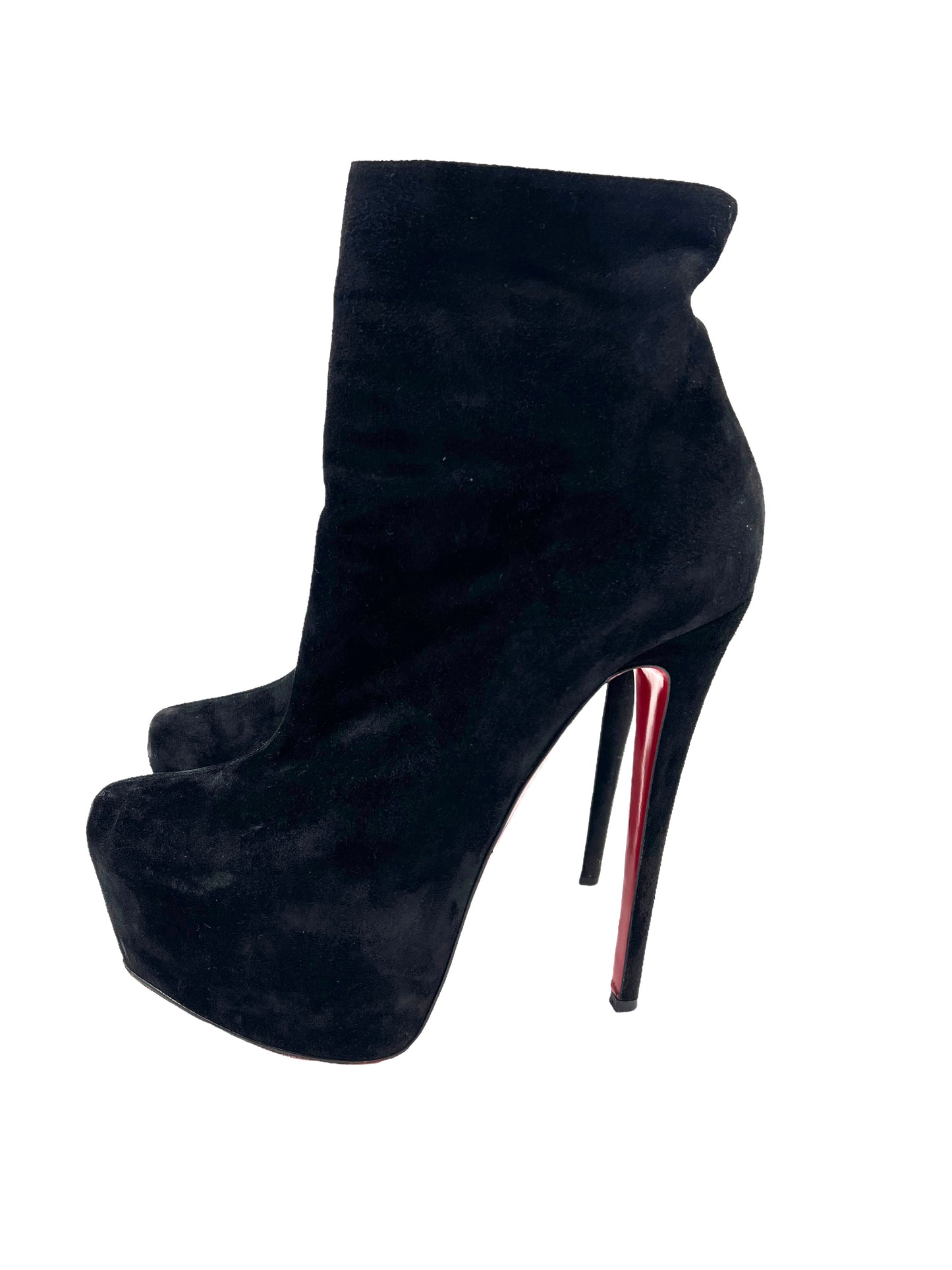 Christian Louboutin Size 40 Black Suede Daf Booty 160 Booties