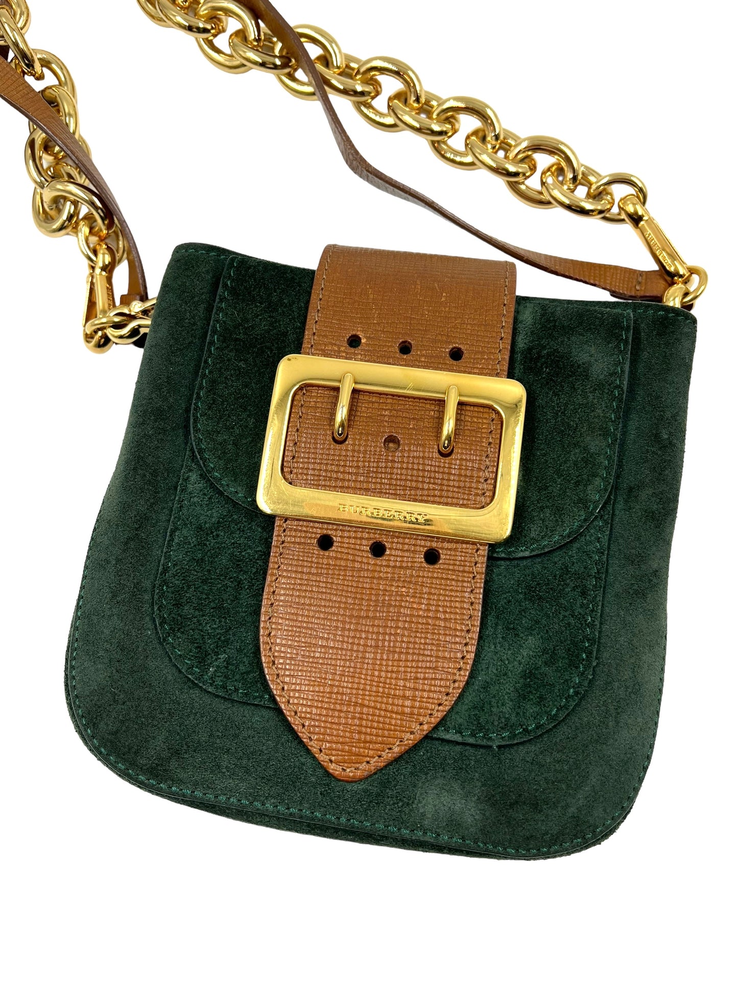 Burberry Green Suede The Belt Square Bag