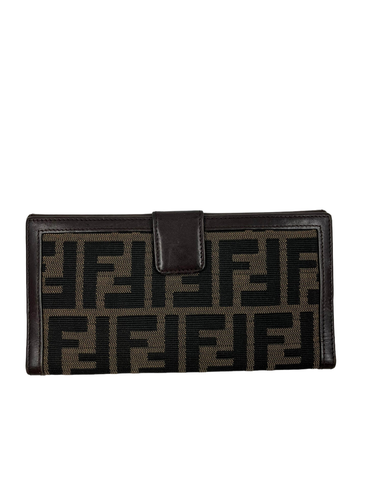 Fendi Zucca Print Canvas Leather Front Flap Wallet