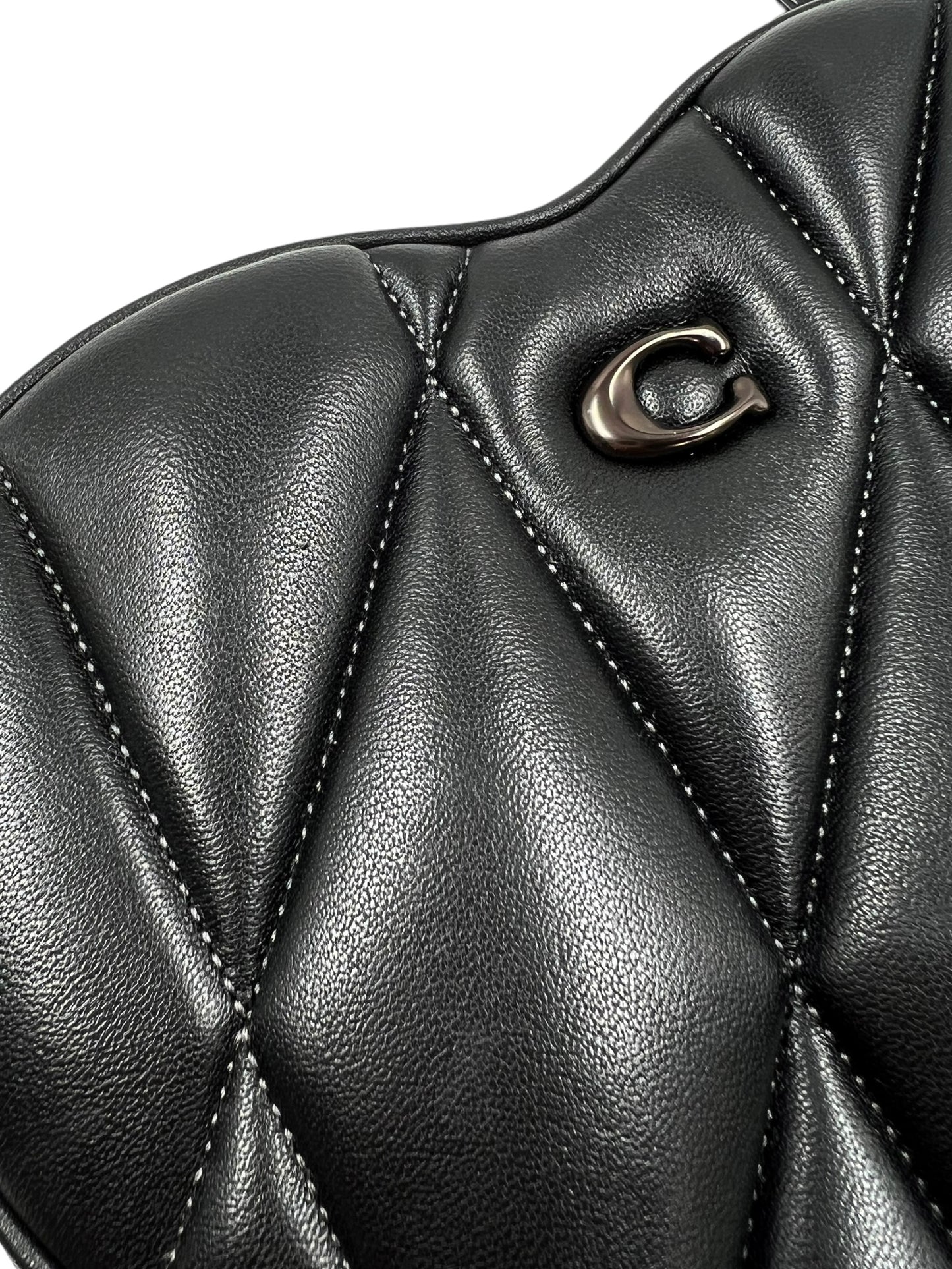 Coach Black Leather Quilted Heart Crossbody