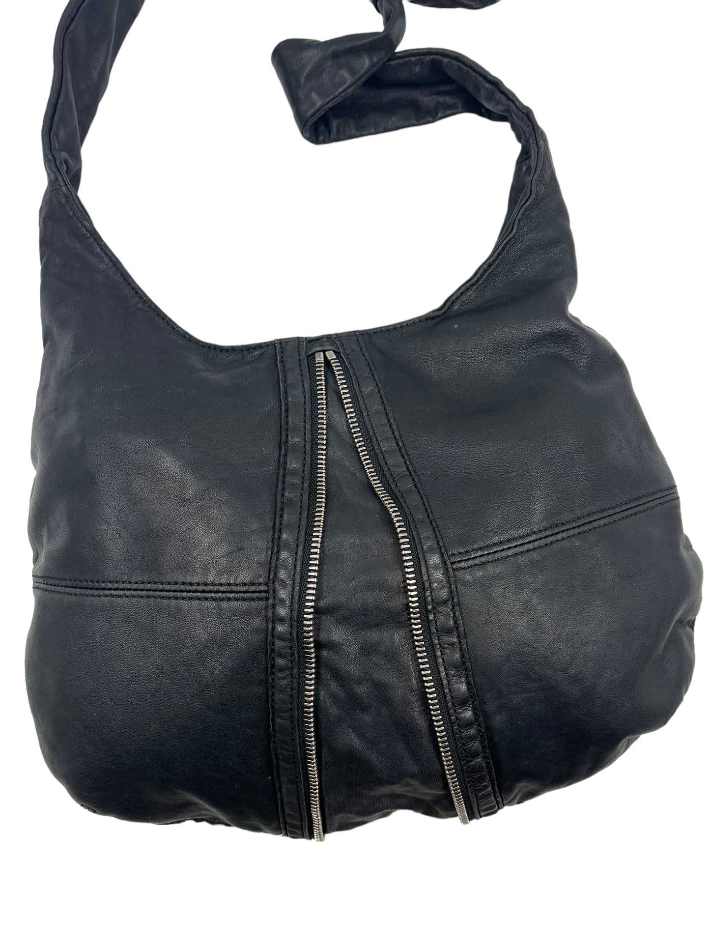 Alexander Wang Black Lambskin Donna Zip Hobo Shoulder Bag Crossbody