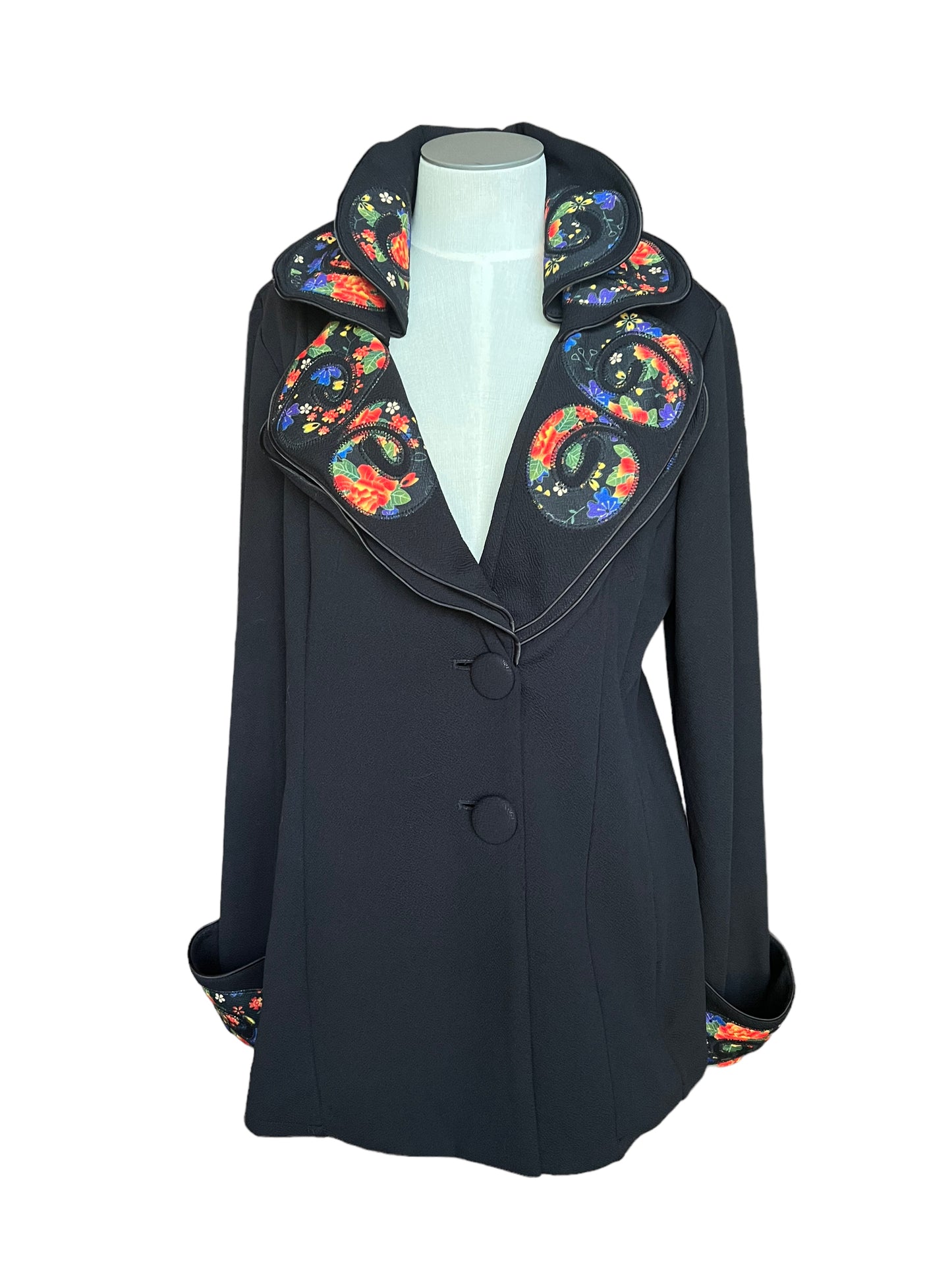 Soft Surroundings Black Floral Size L Jacket