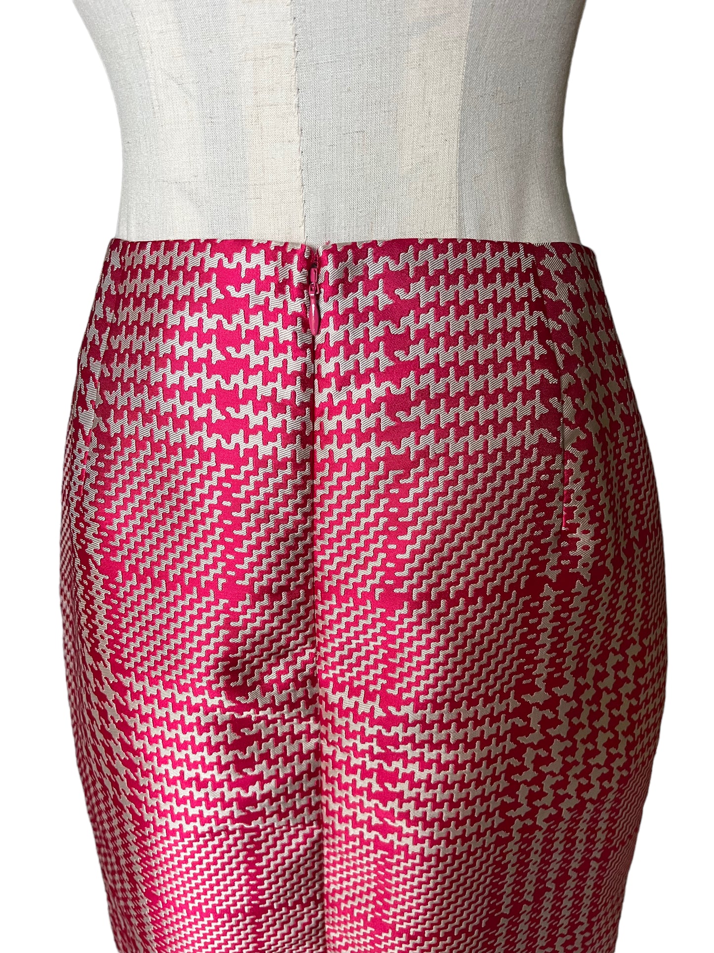 White House Black Market Size S Bright Rose/Pumice Houndstooth Skirt Set