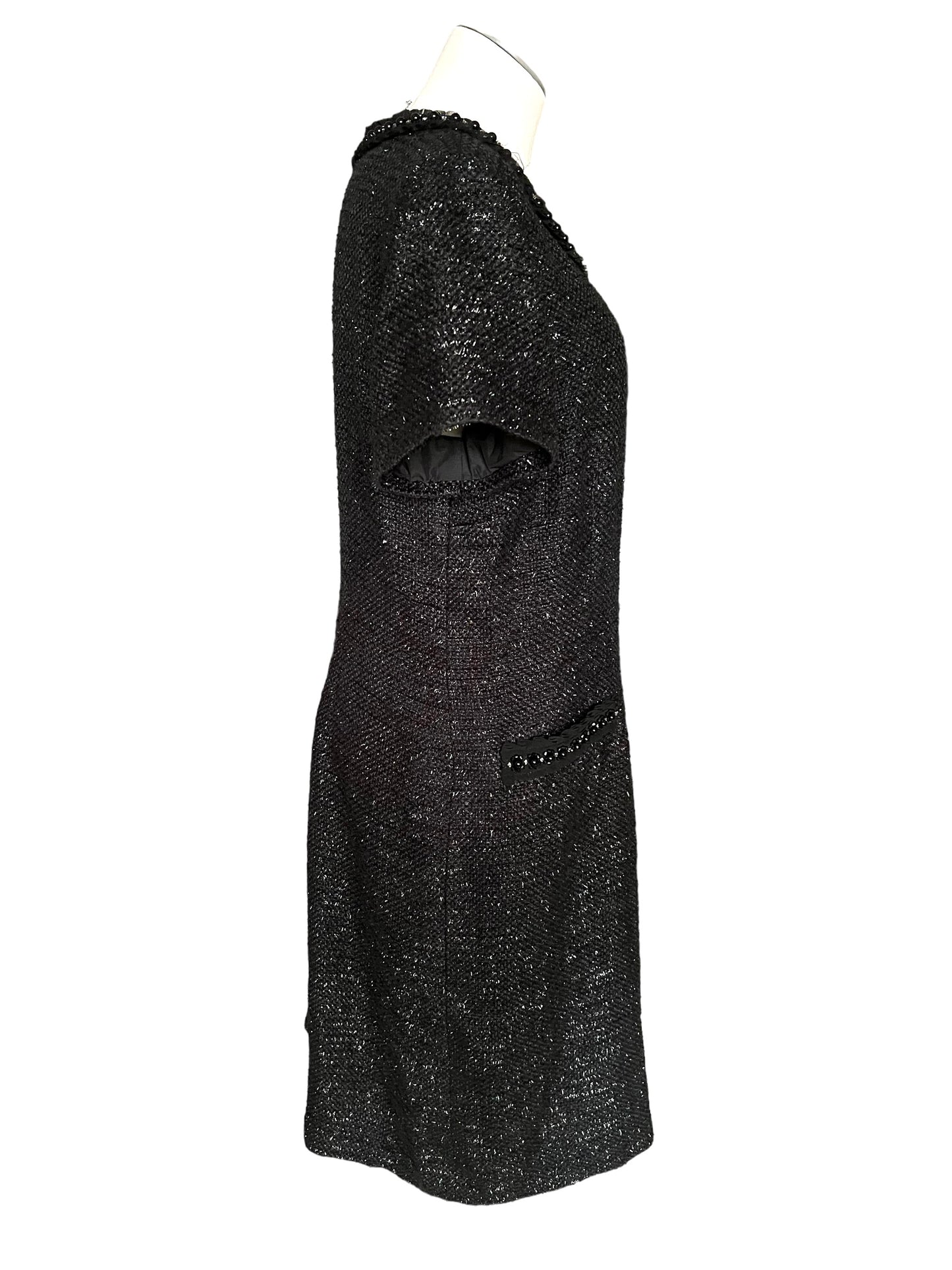 Talbots Size 12 Black Metallic Tweed Dress