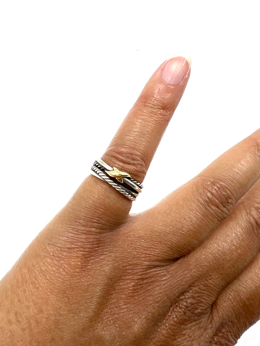 David Yurman Size 4.5 Sterling Silver 6mm X Crossover Band Ring