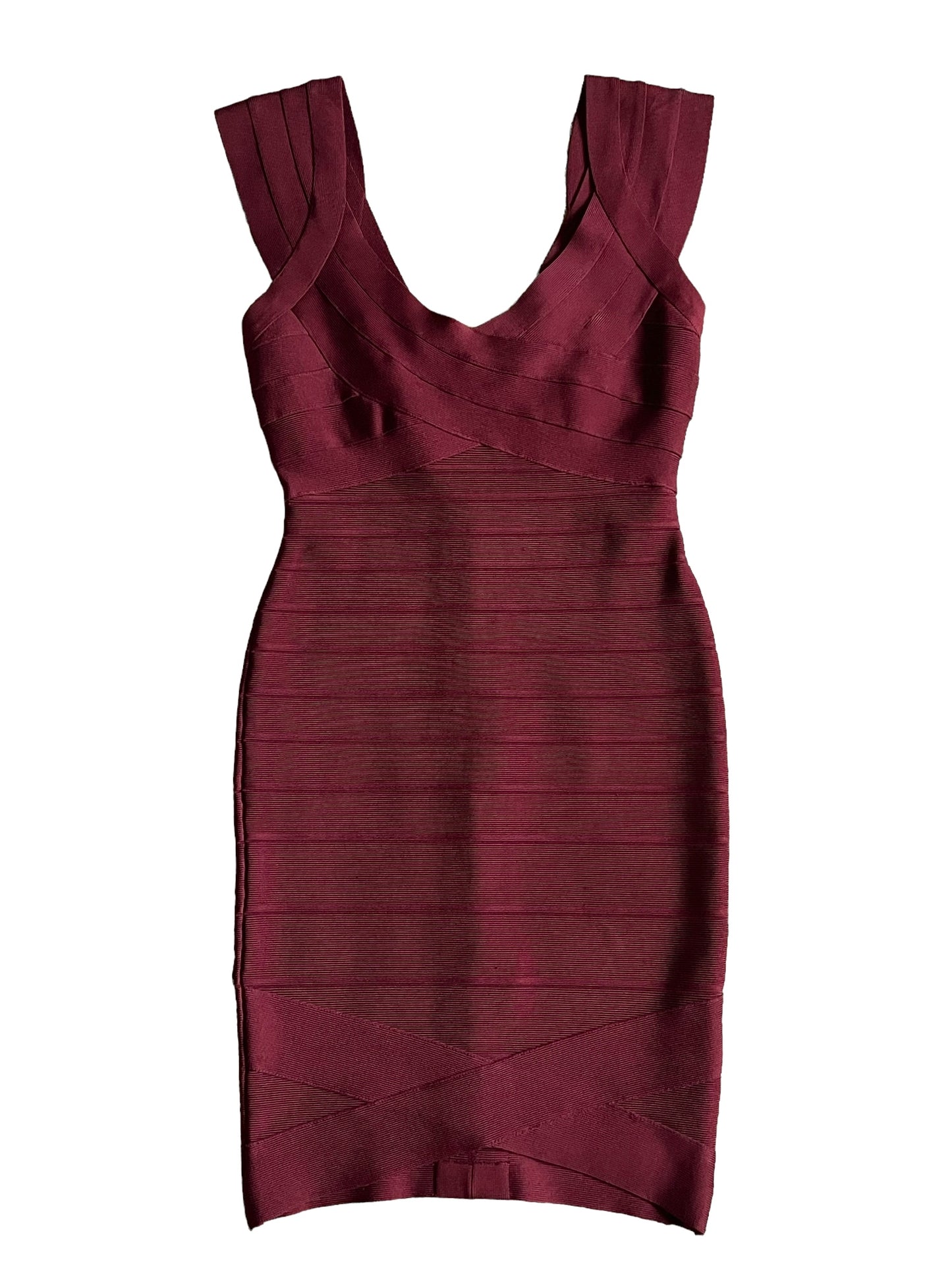 Herve Leger Size S Nannette Burgundy Bandage Dress