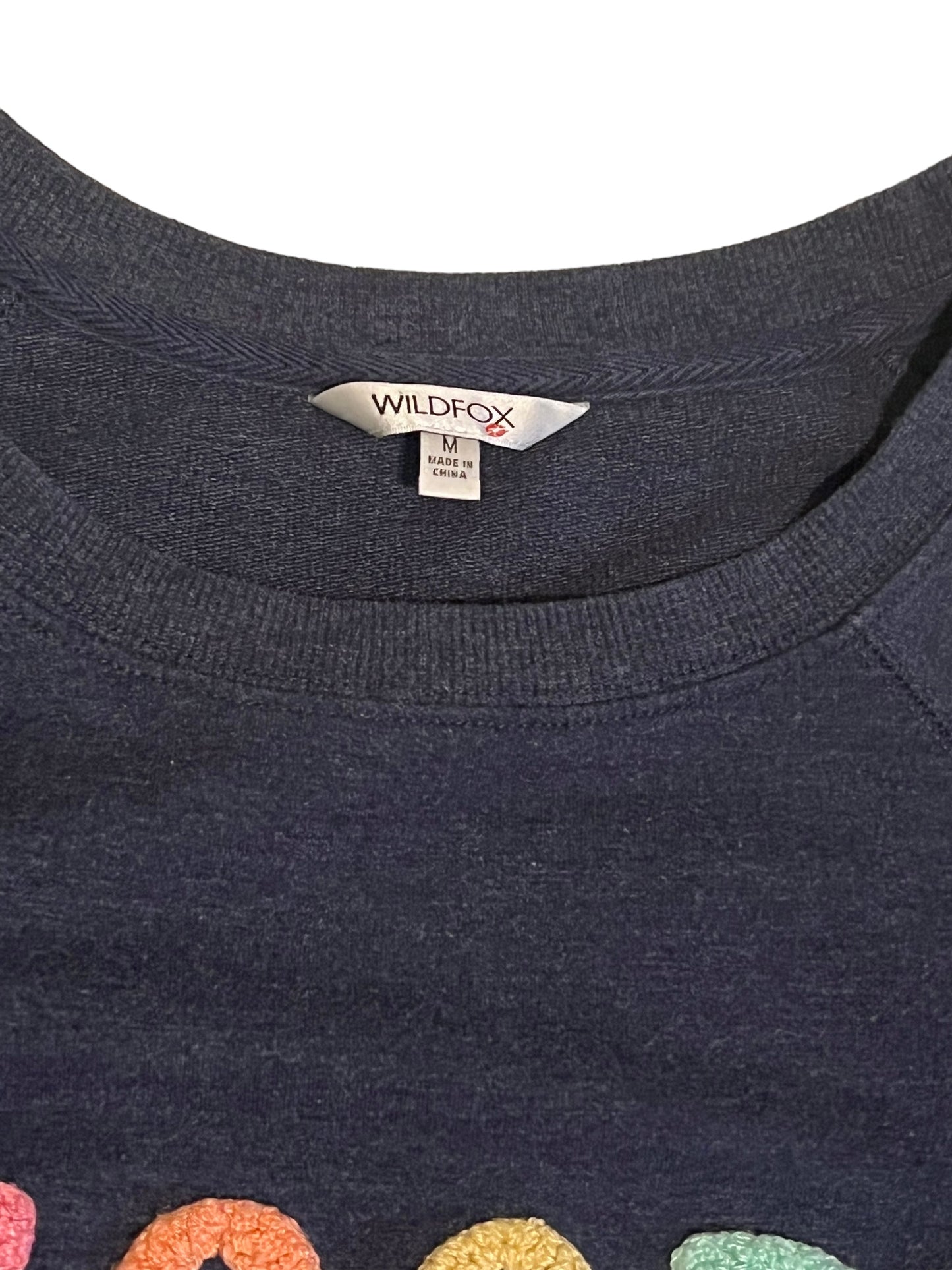 Wildfox Women's Size M Navy Good Vibes Statement Sweatshirt