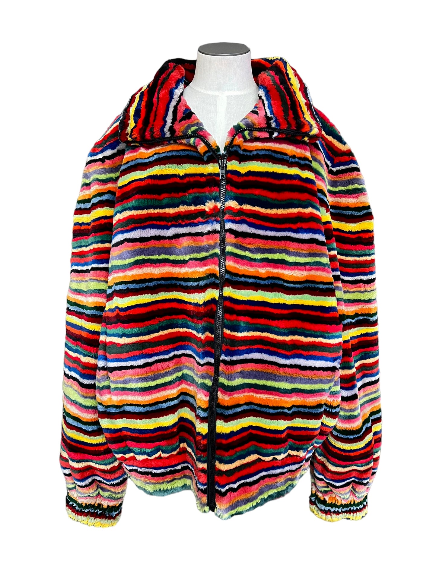 Zuki Size 40 Rainbow Stripe Sheared Beaver Jacket