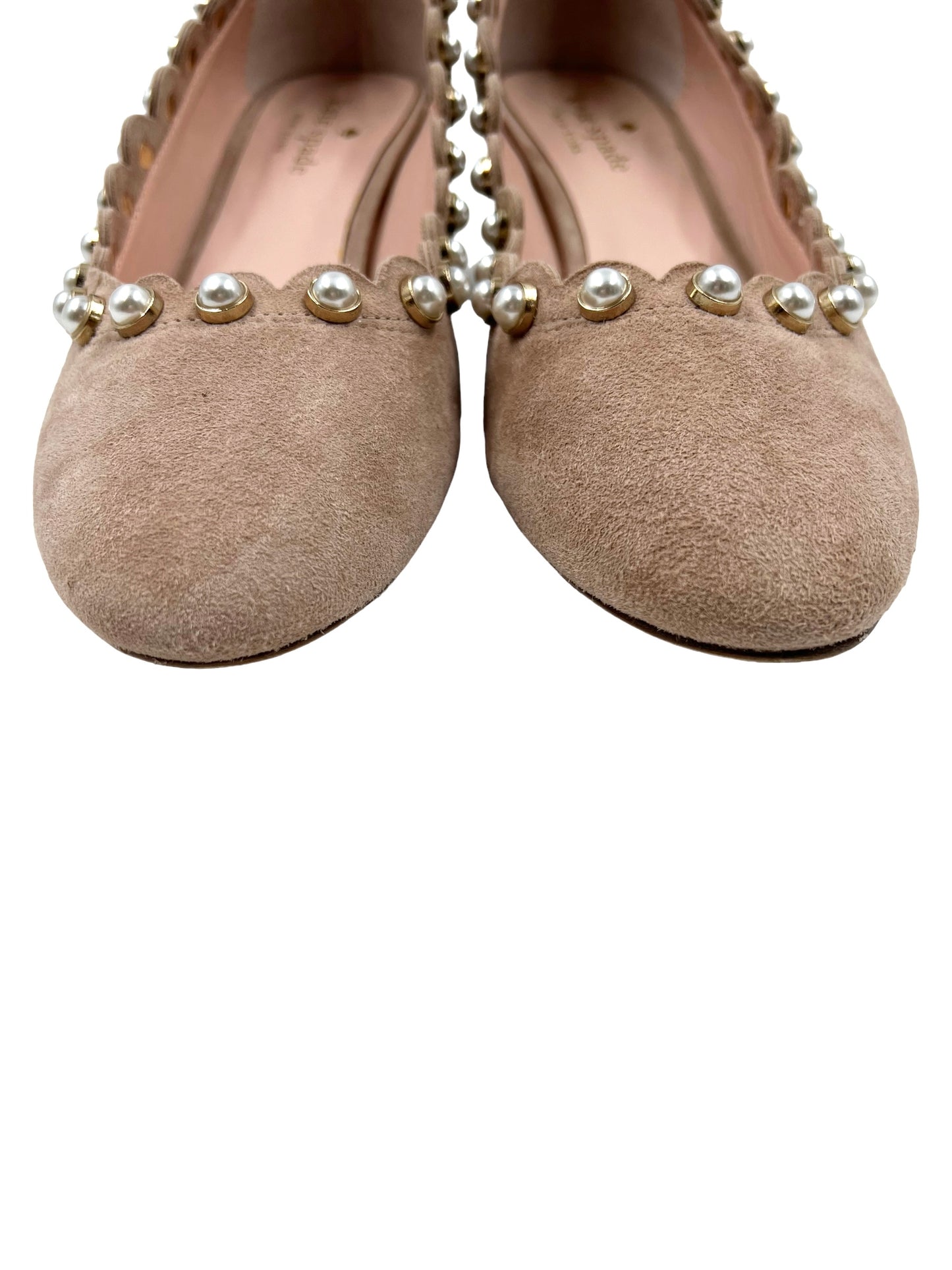 Kate Spade Size 8 Fawn Maeve Suede Pearl Heels