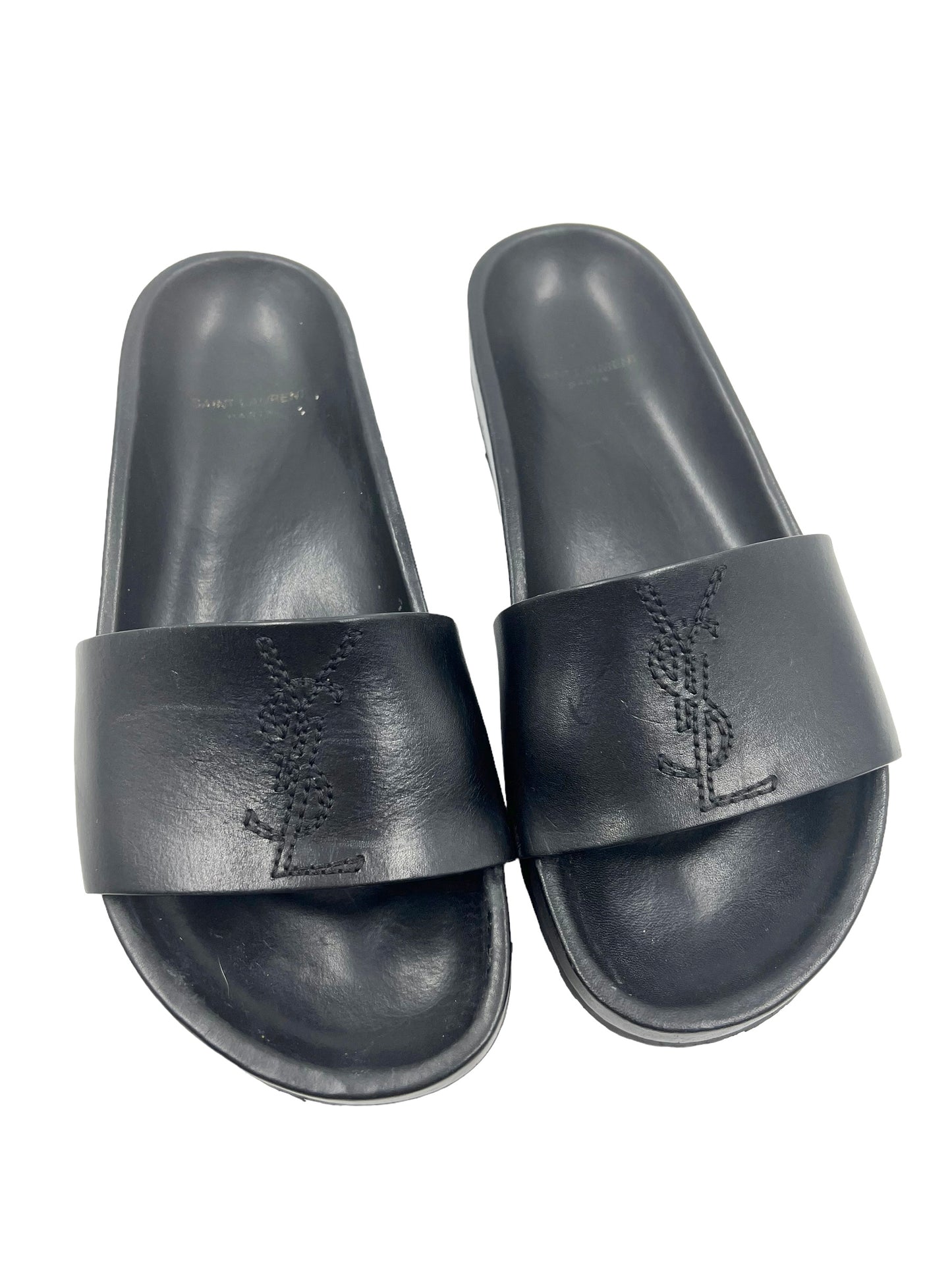 Saint Laurent Size 39 Black Jimmy Slides