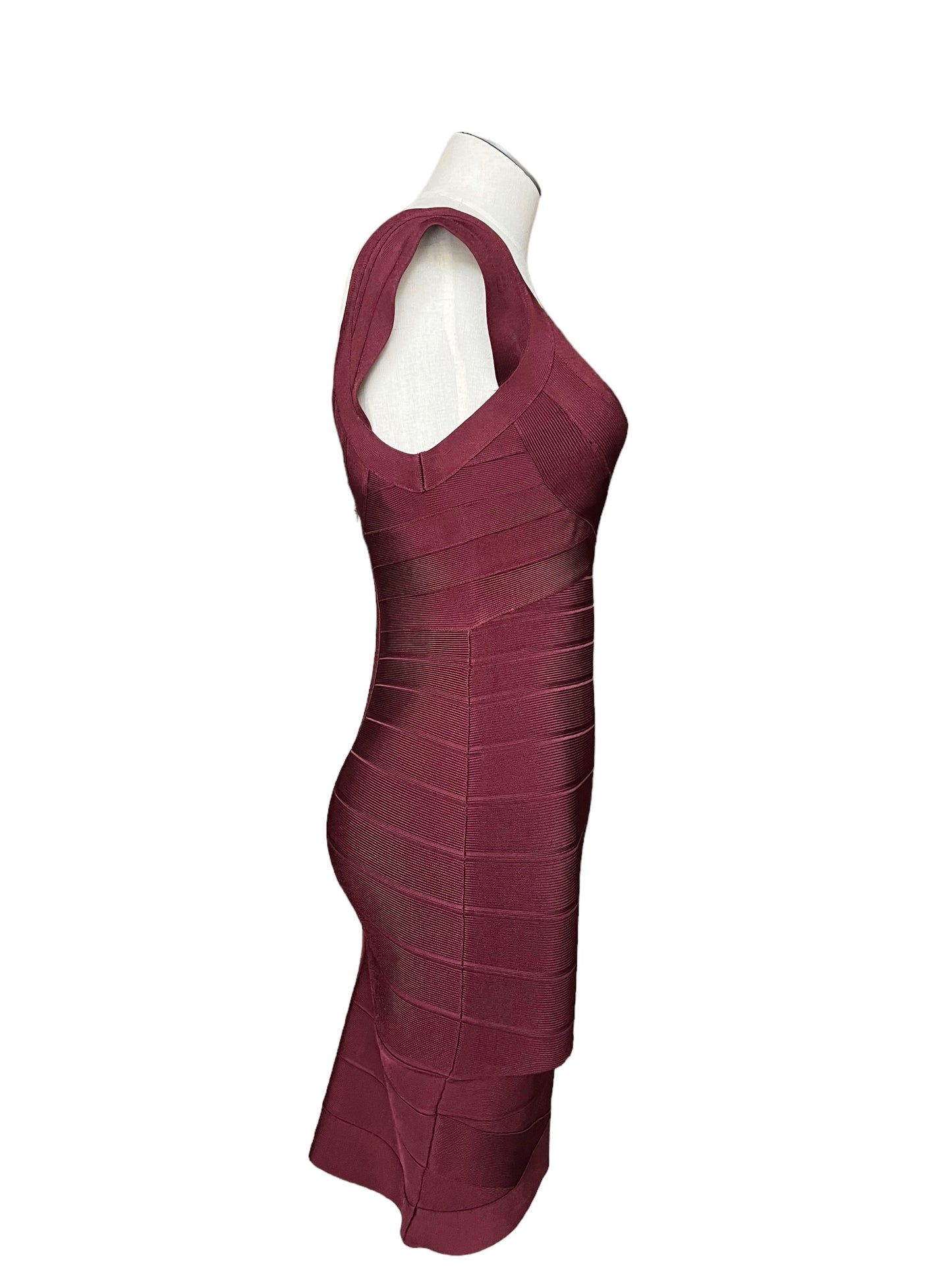 Herve Leger Size S Nannette Burgundy Bandage Dress