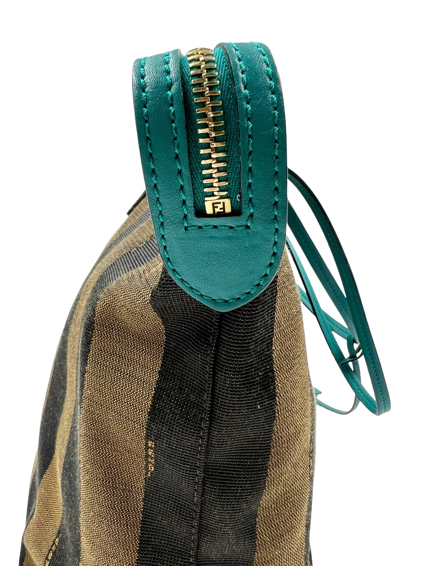 Fendi Turquoise Pequin Stripe Roll Tote