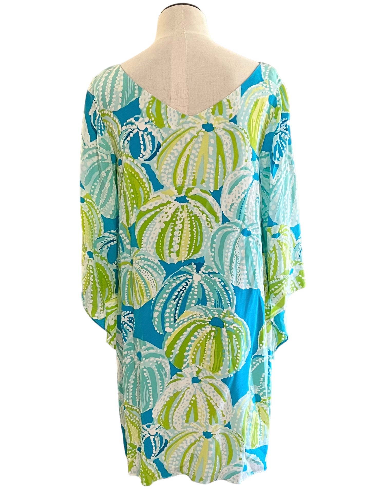 Lilly Pulitzer Size 4 Blue & Green Print Flutter Sleeve Dress