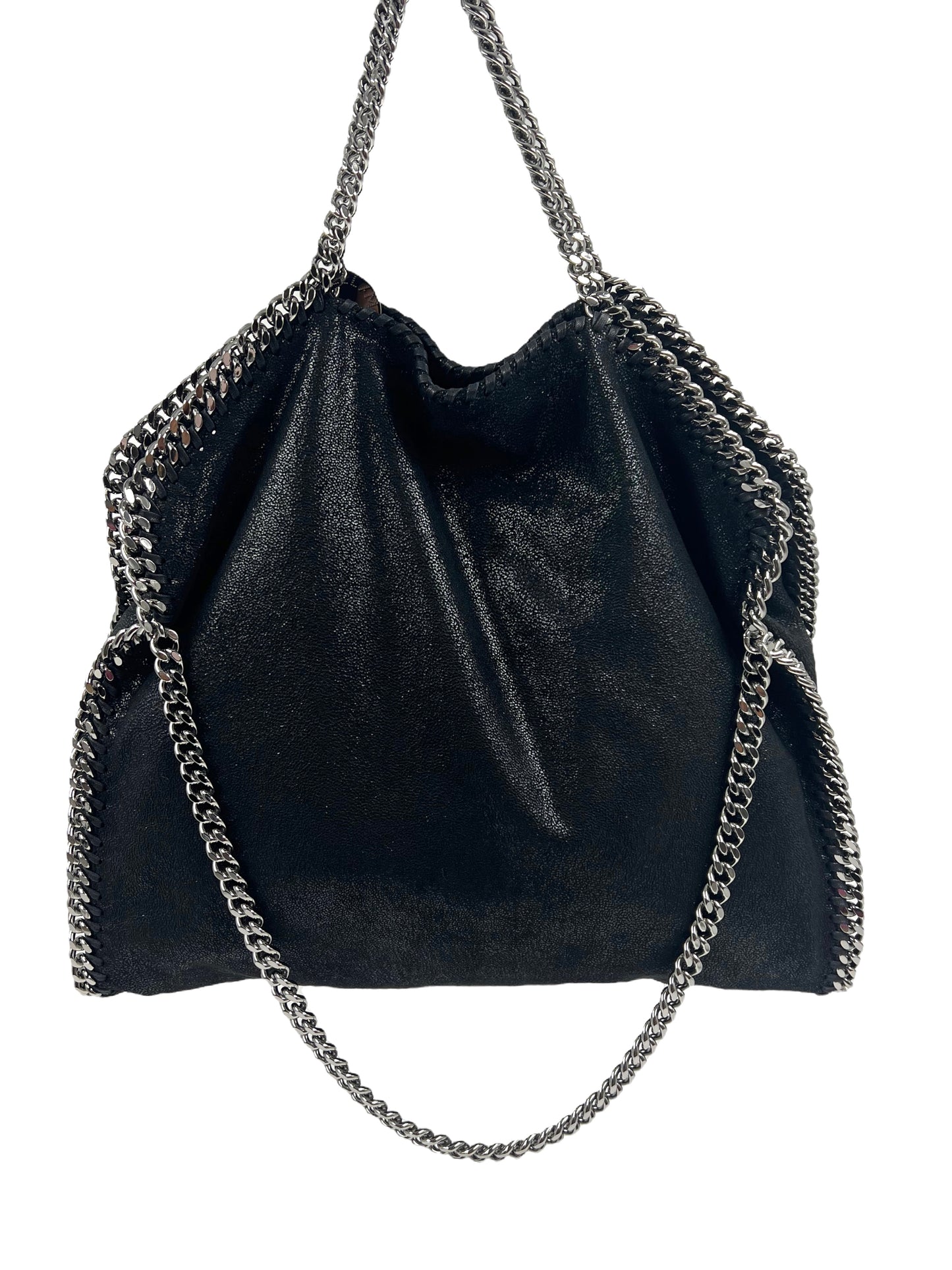 Stella McCartney Black Vegan Leather Three Chain Falabella Bag