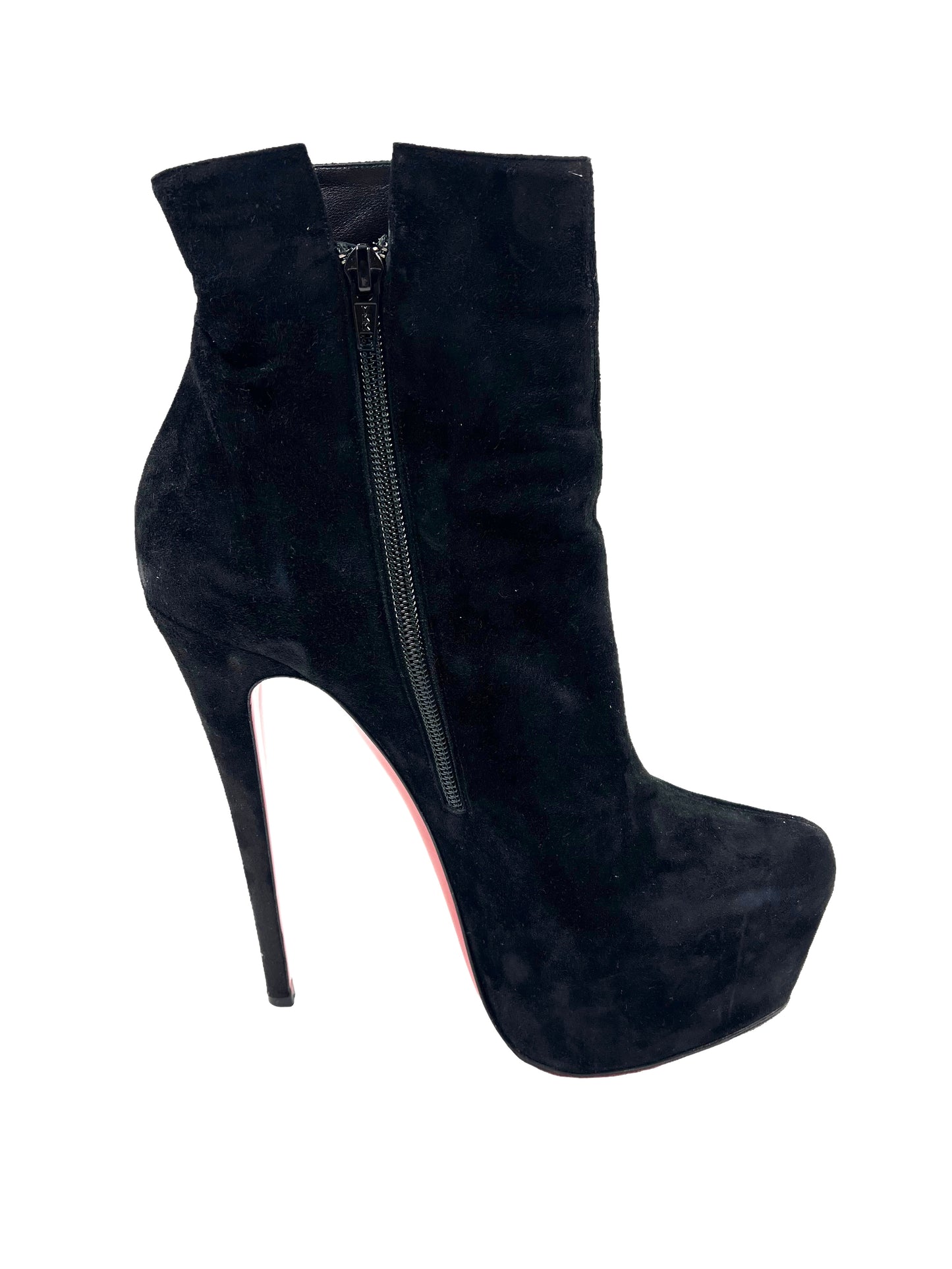Christian Louboutin Size 40 Black Suede Daf Booty 160 Booties