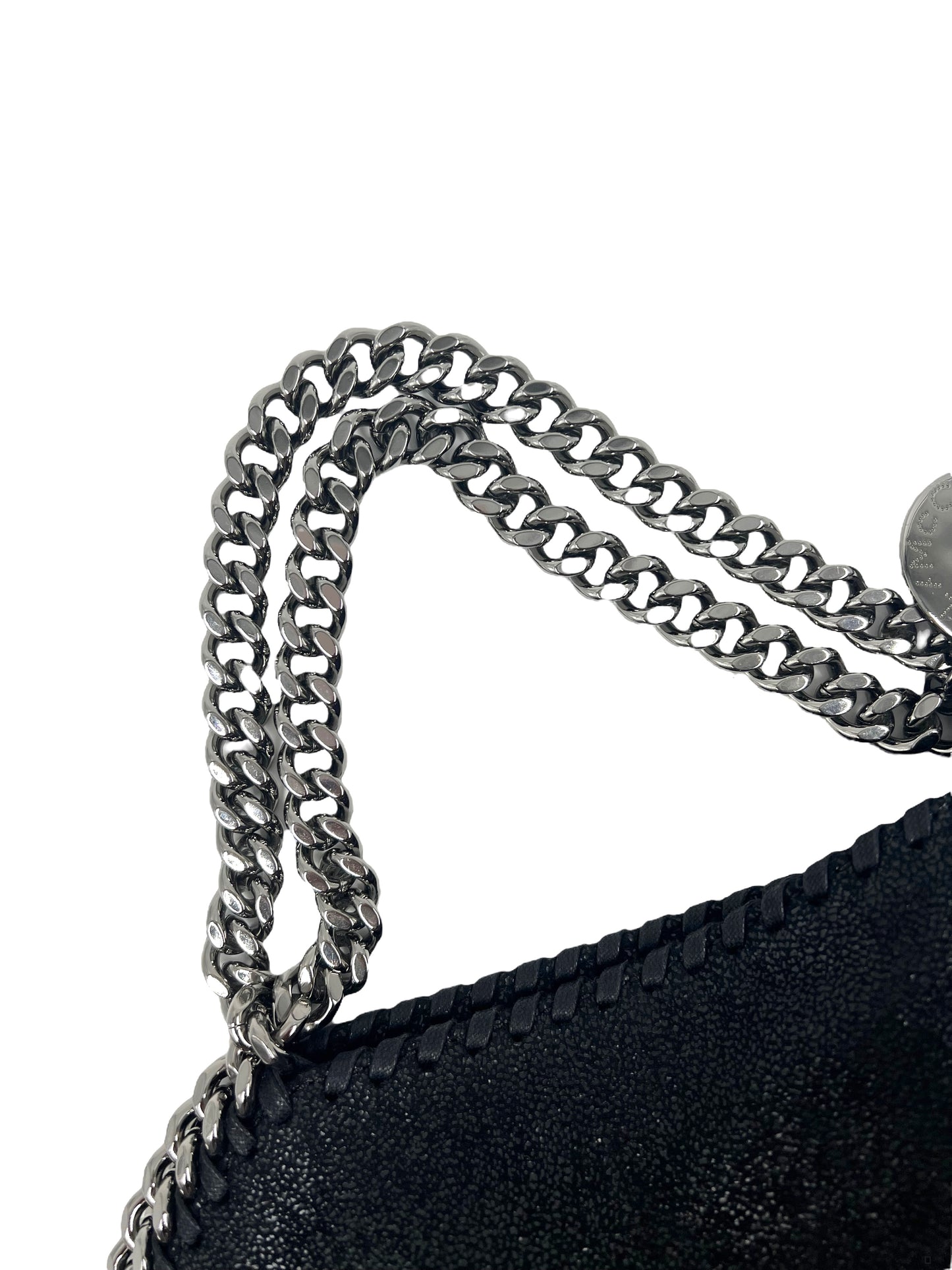 Stella McCartney Black Vegan Leather Three Chain Falabella Bag