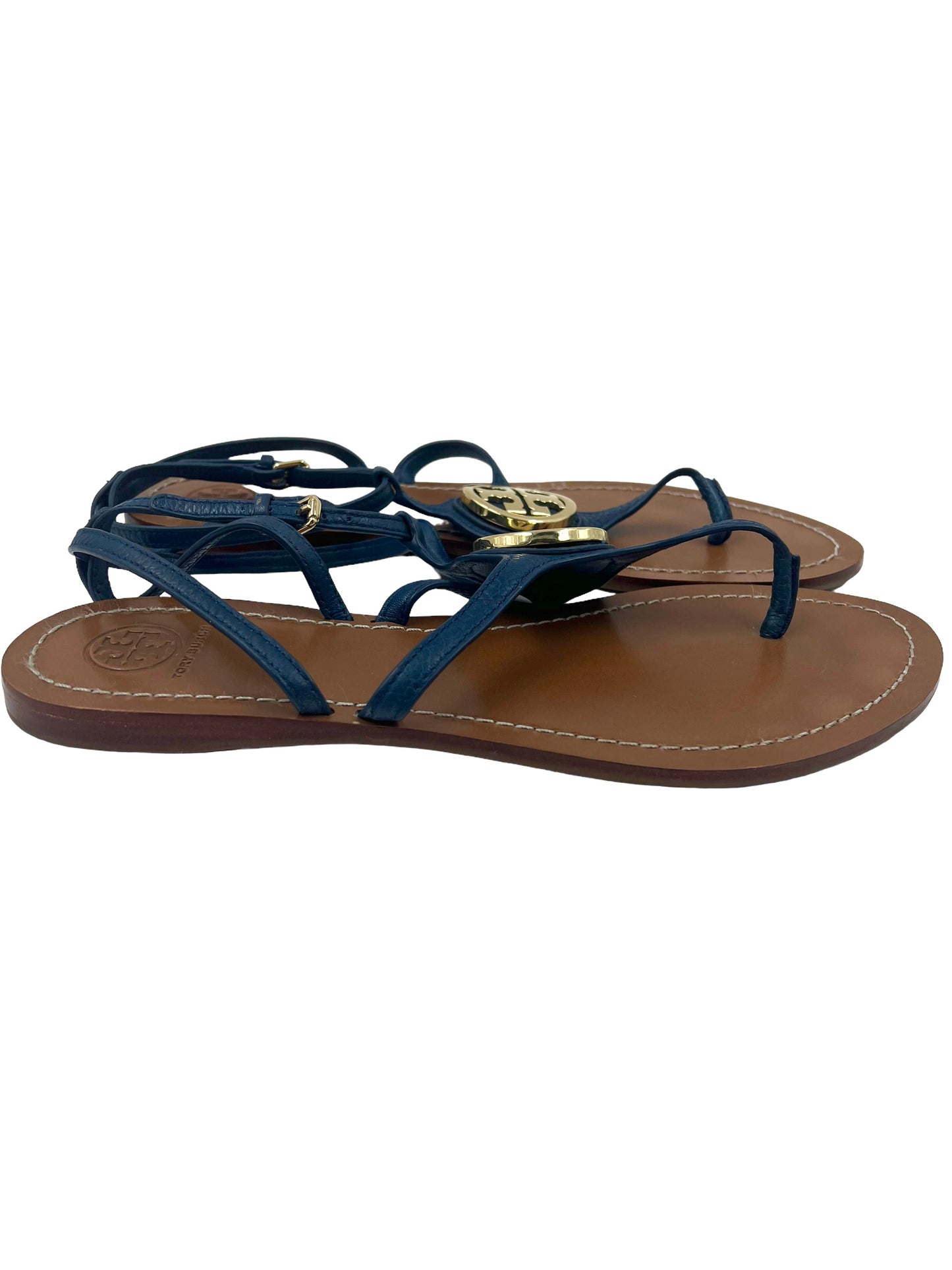 Tory Burch Blue Leather Size 10 'Miller' Sandals