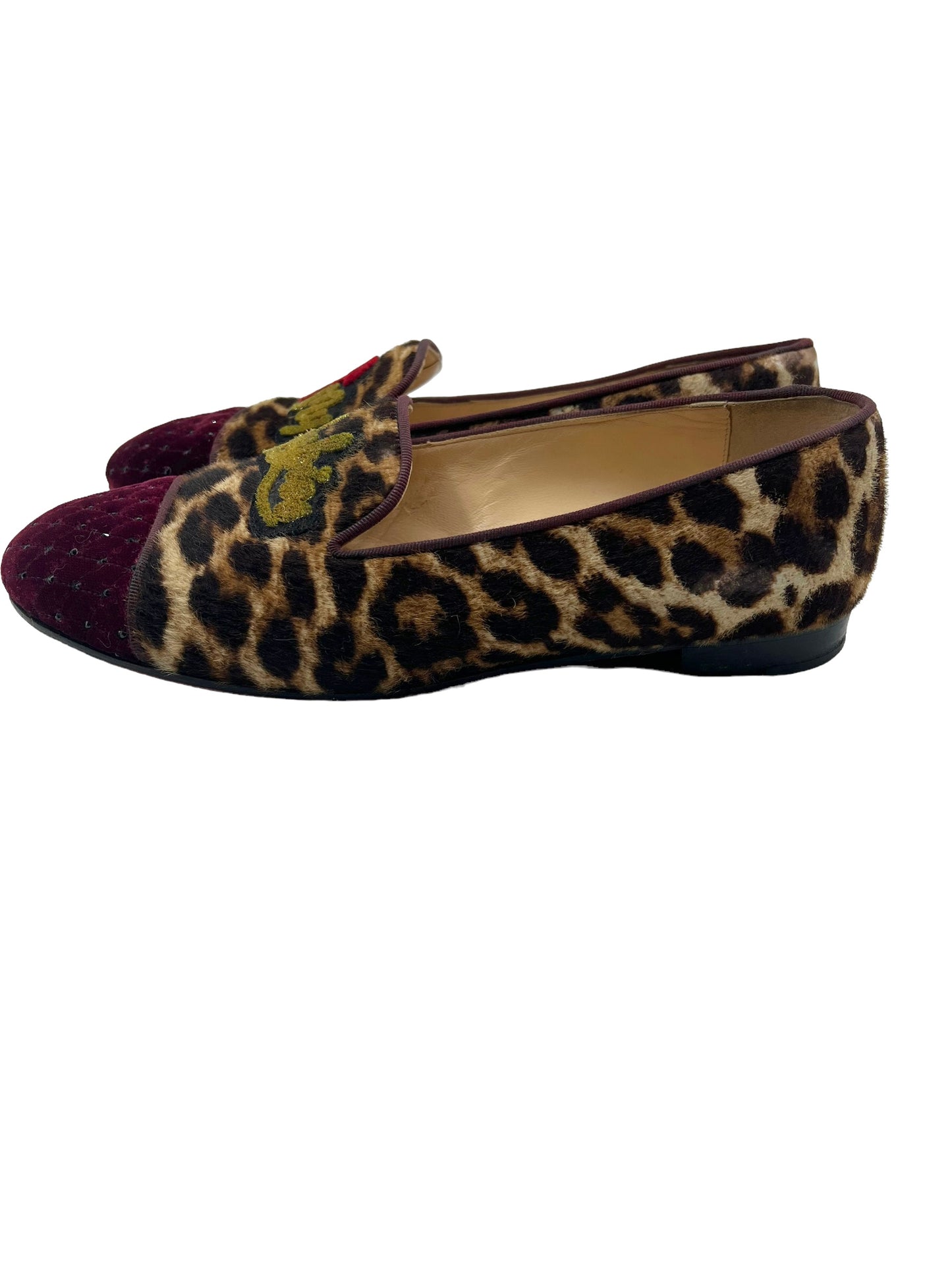 Christian Louboutin 'I Love My Loubies' Size 39.5 Leopard Print Loafers