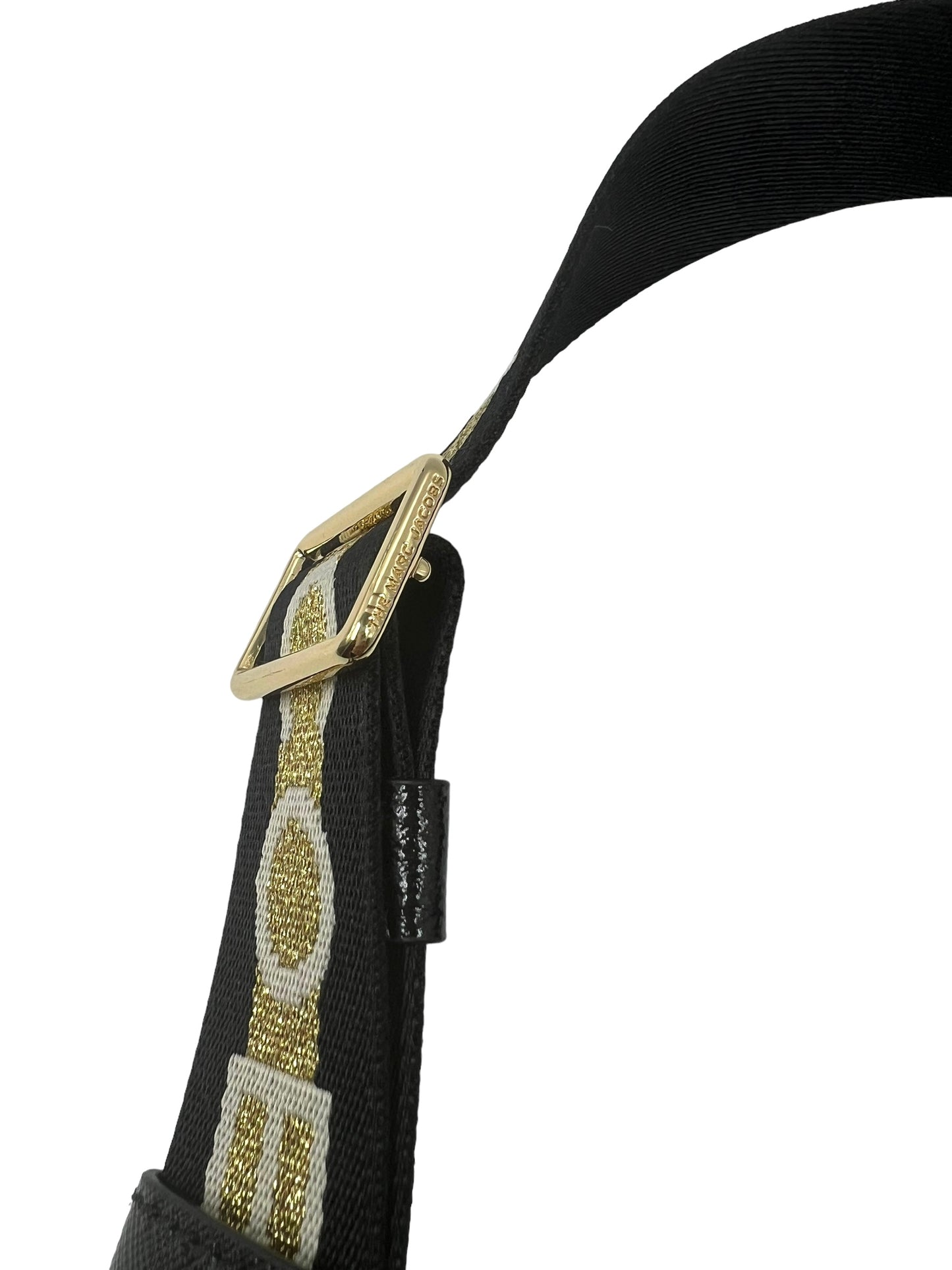 Marc Jacobs Black & Gold Fabric Logo Guitar Strap