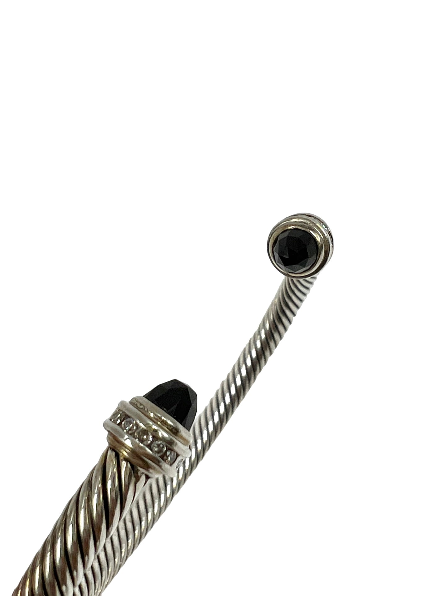 David Yurman Sterling Silver 4mm Onyx Diamond Cable Classics Bracelet