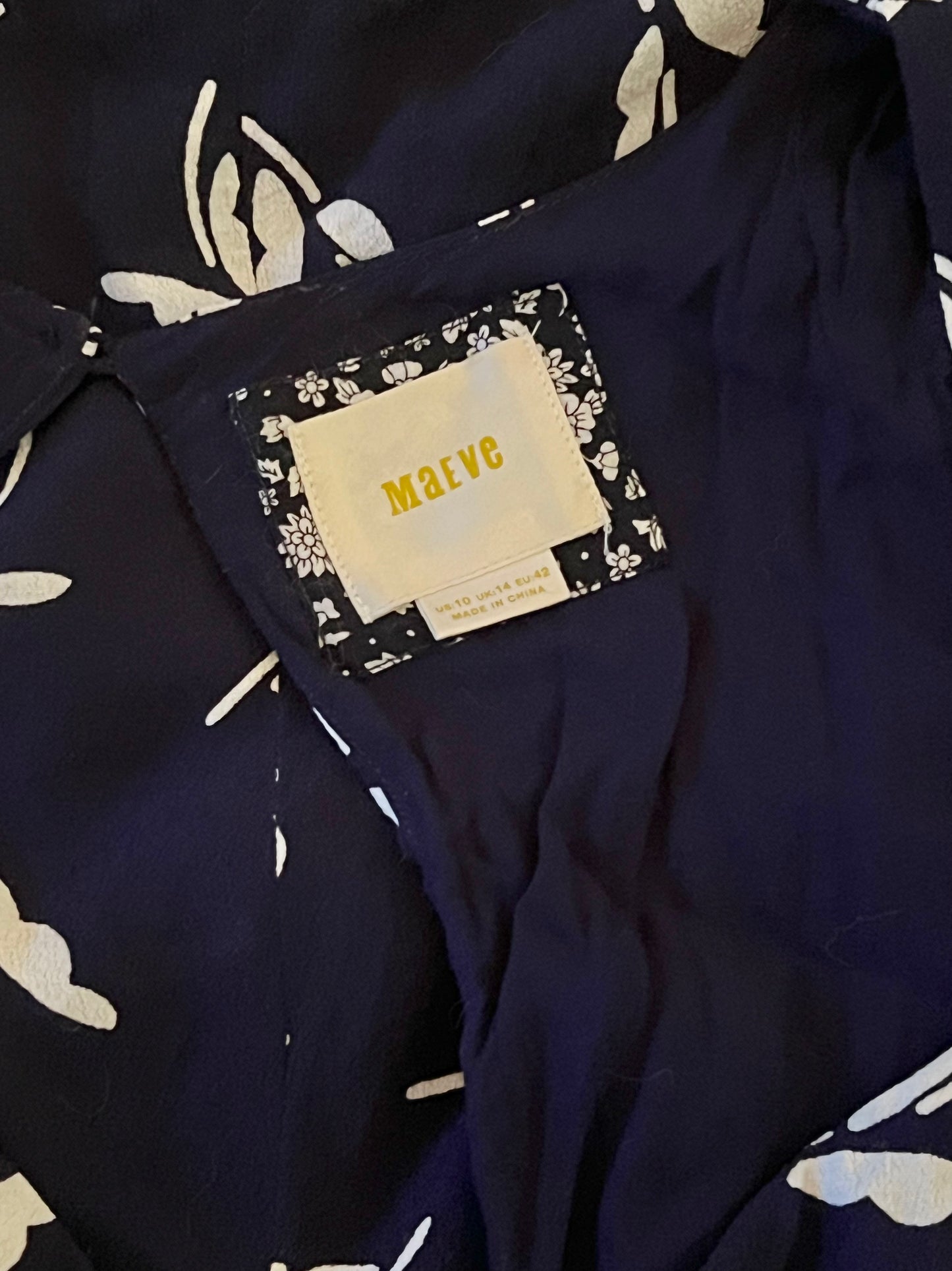 Maeve Size 10 Navy Print Dress