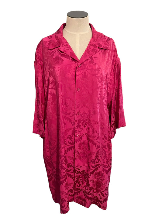 Versace Size 43 Pink Silk Floral Scroll Print Top