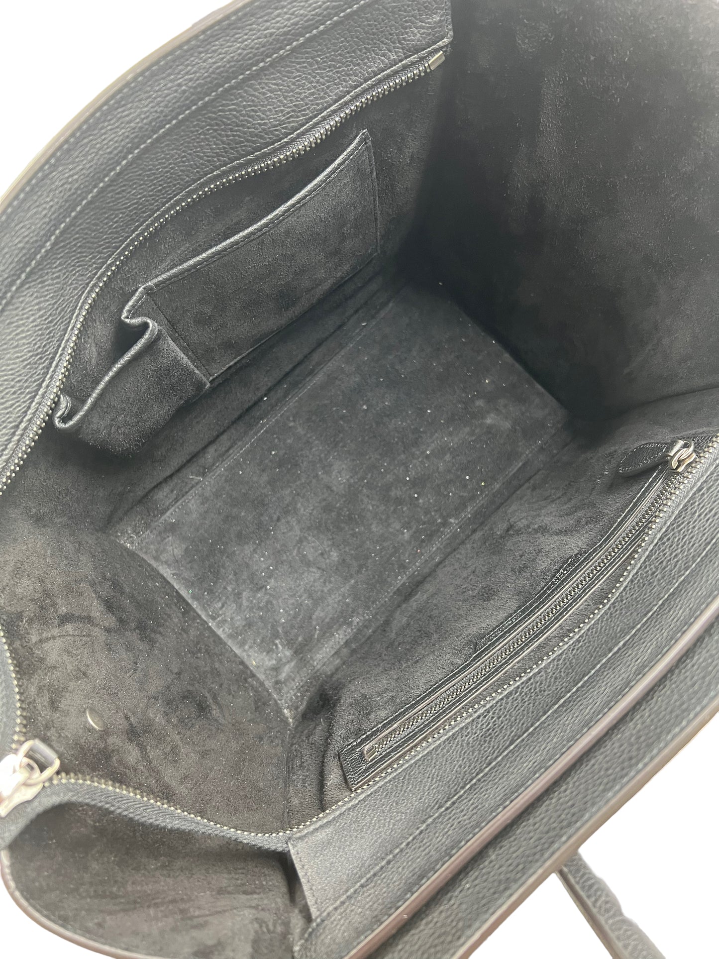 Celine Black Drummed Leather Mini Luggage Tote