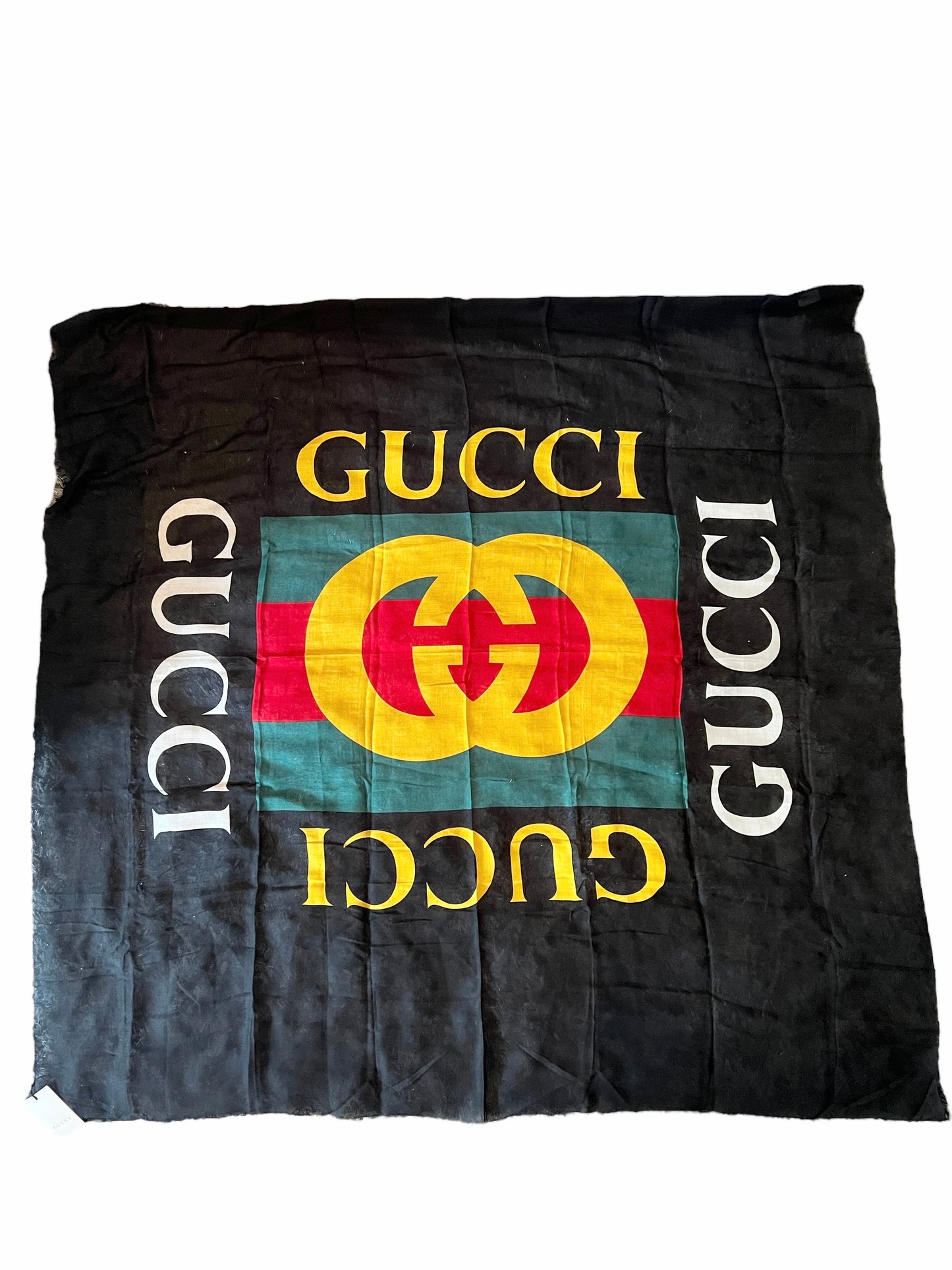 Gucci Black Logo Web Stripe Scarf/Shawl