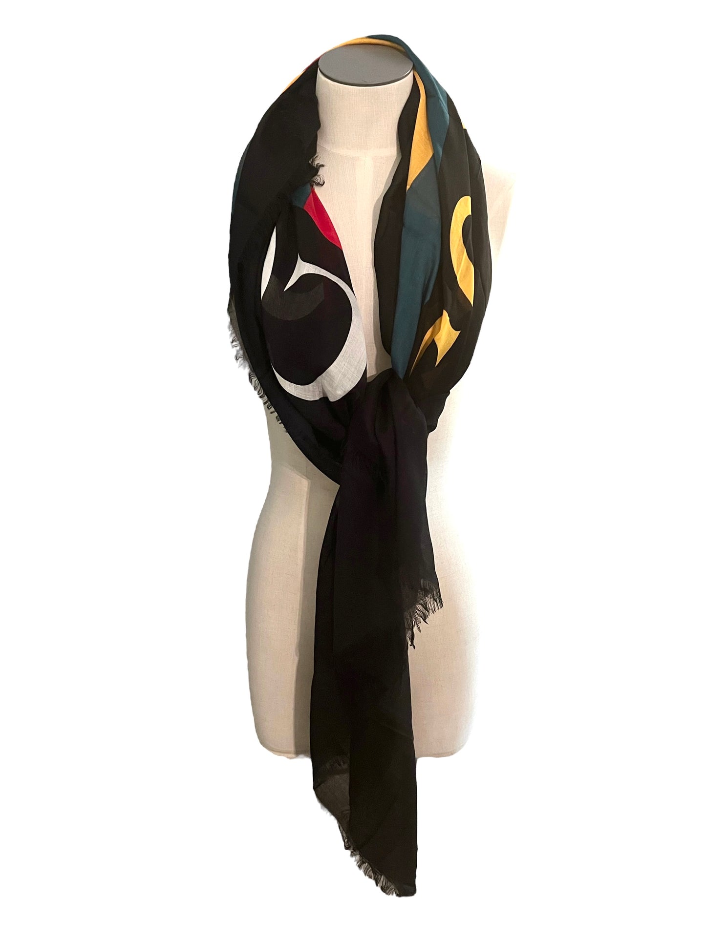 Gucci Black Logo Web Stripe Scarf/Shawl