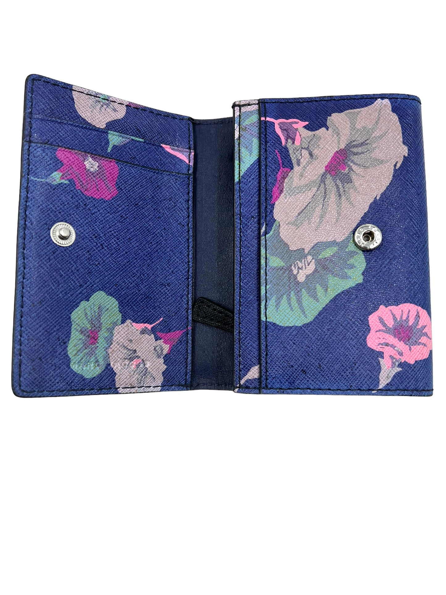 Marc Jacobs Blue Floral Leather Bifold Wallet