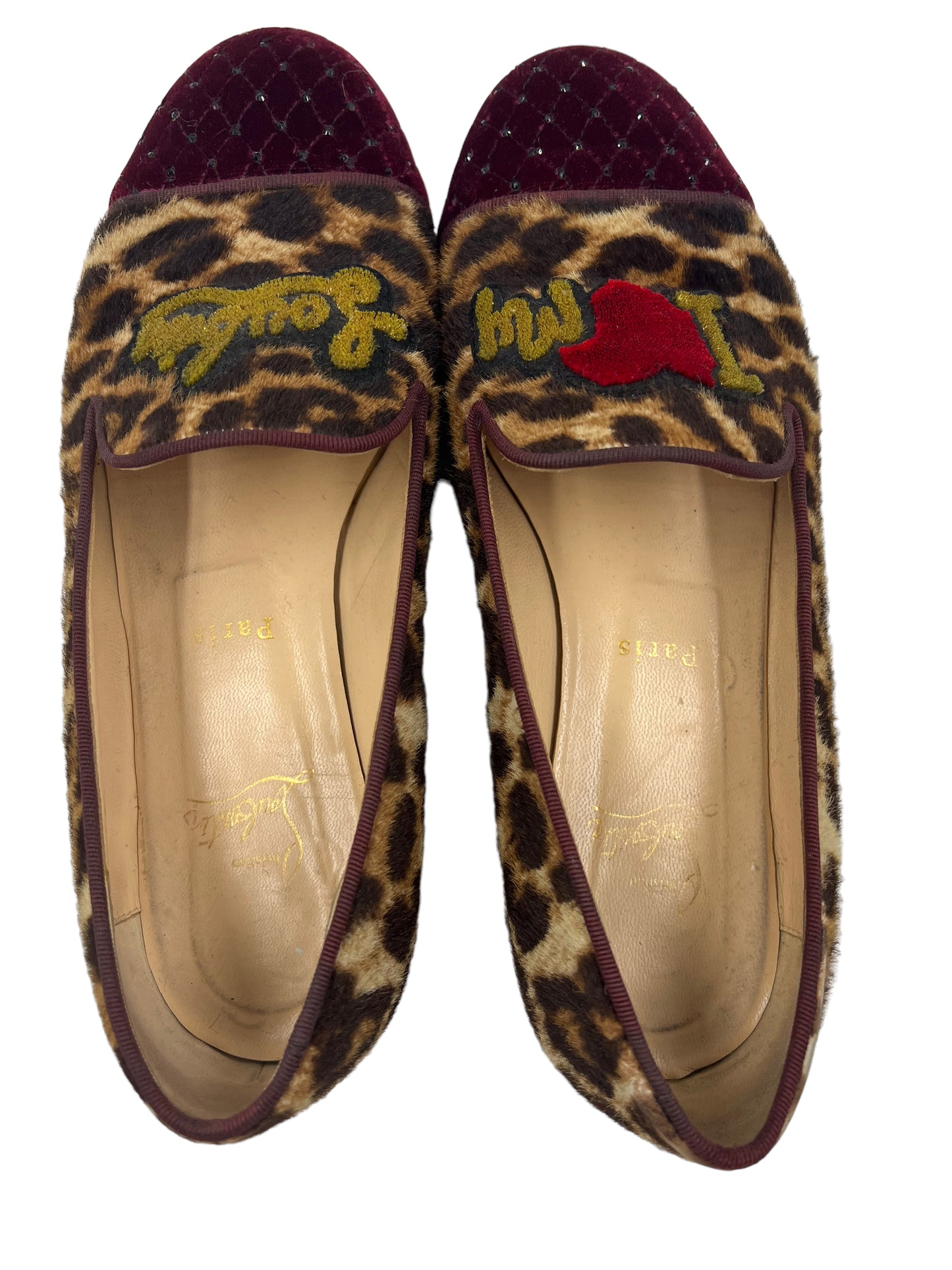 Christian Louboutin 'I Love My Loubies' Size 39.5 Leopard Print Loafers
