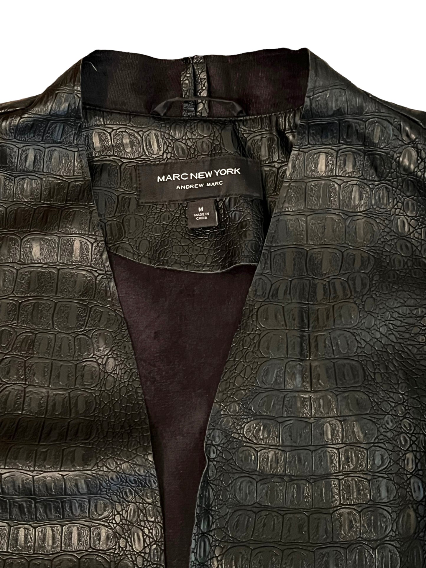 Marc New York Black Croc Embossed Vegan Leather Size M Jacket