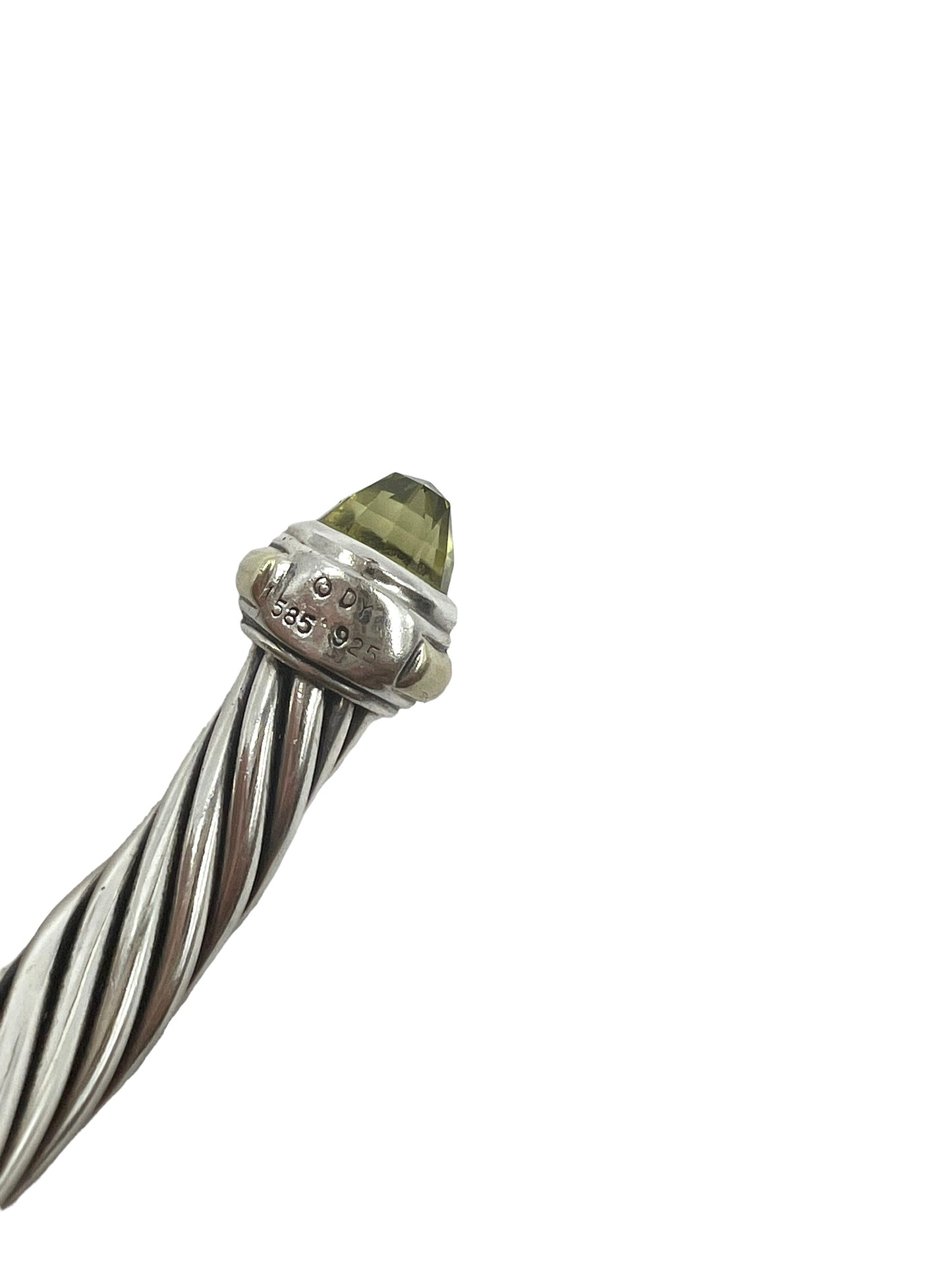 David Yurman Vintage Sterling Silver 14k 7mm Peridot Cable Classics Bracelet