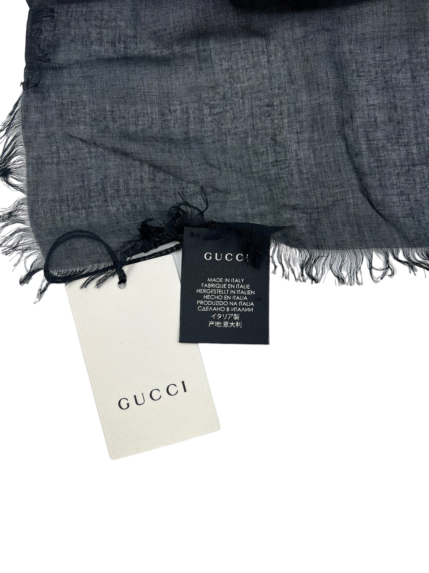 Gucci Black Logo Web Stripe Scarf/Shawl