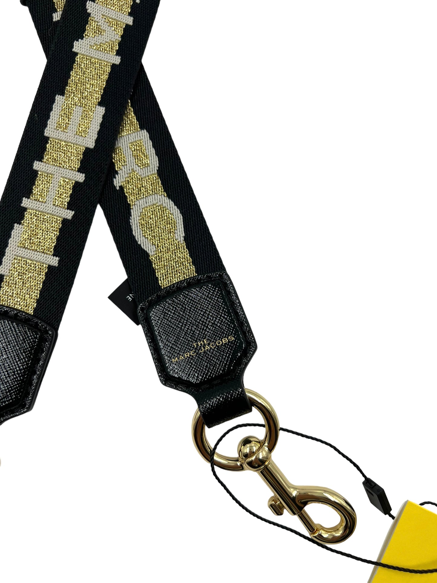 Marc Jacobs Black & Gold Fabric Logo Guitar Strap