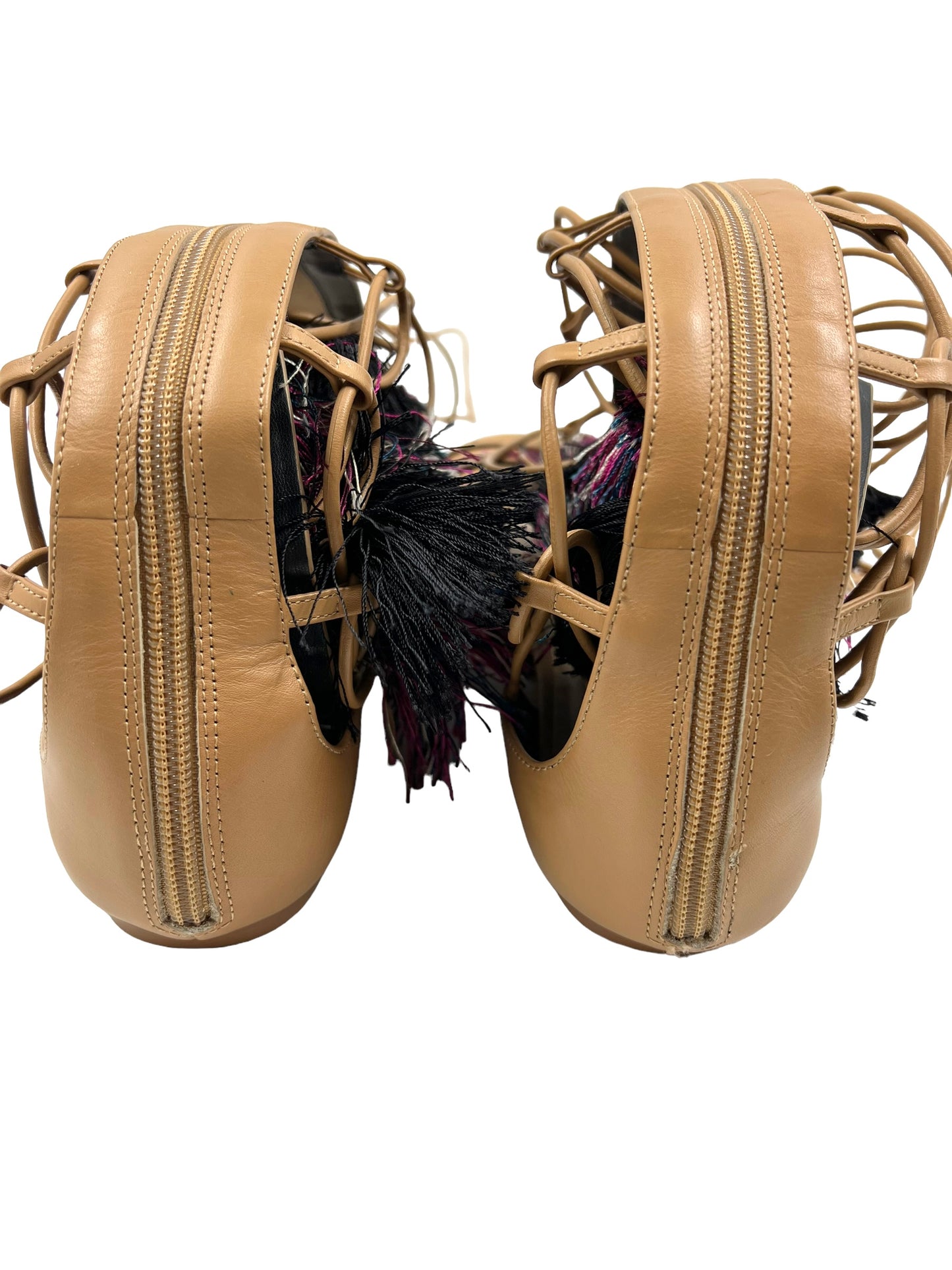 Rebecca Minkoff Size 9 'Eve' Leather Gladiator Tassel Pom Pom Sandals