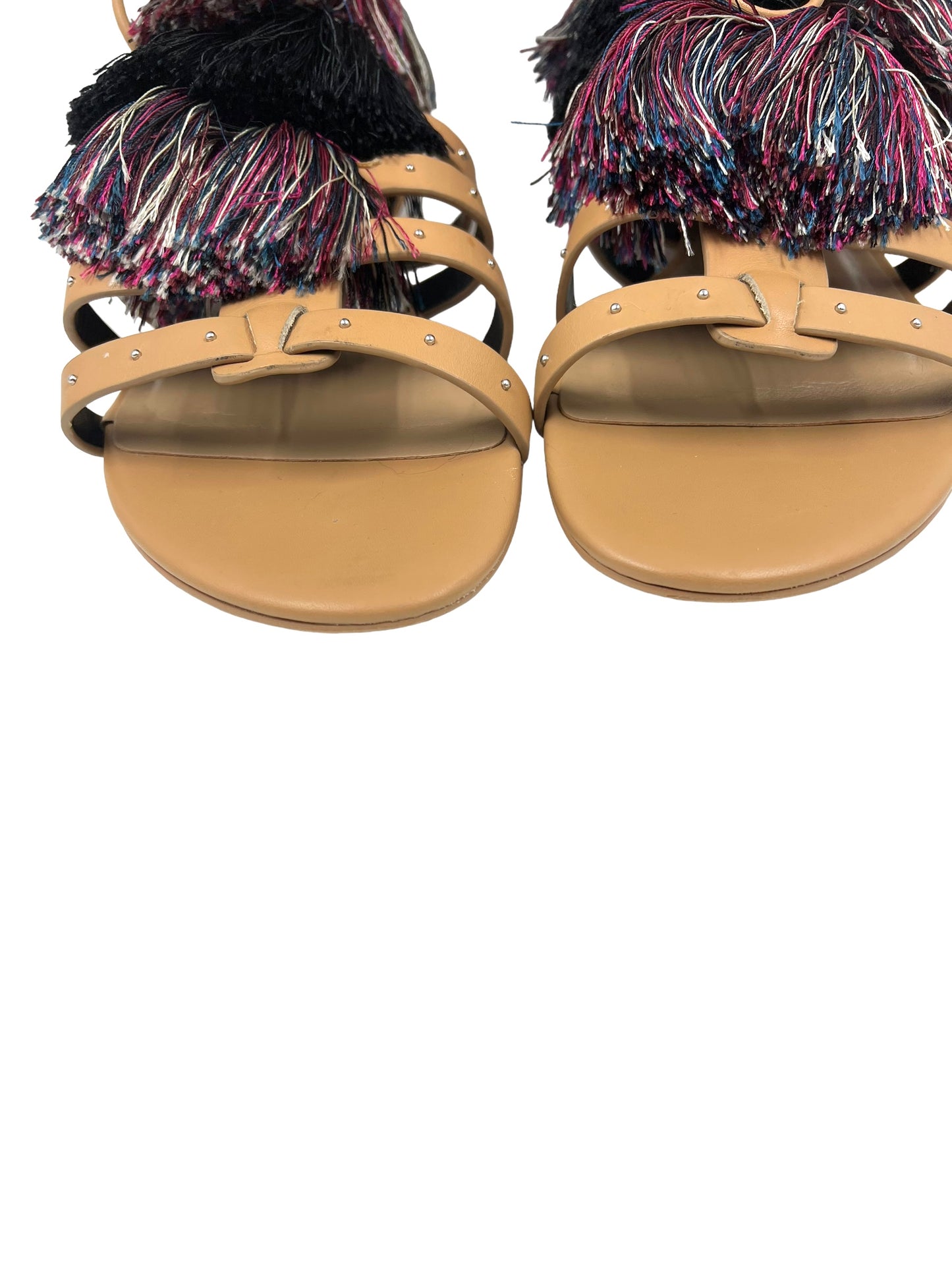 Rebecca Minkoff Size 9 'Eve' Leather Gladiator Tassel Pom Pom Sandals