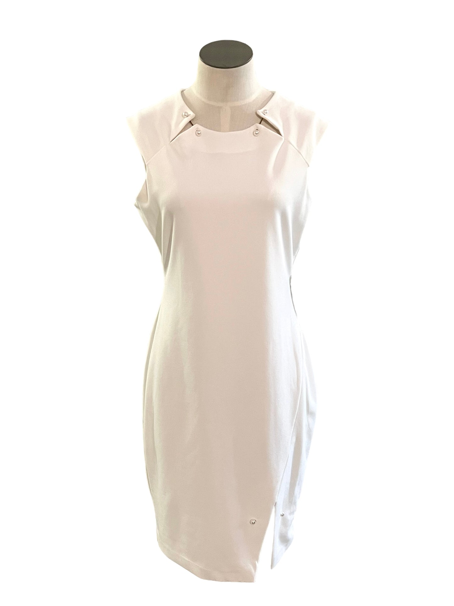 Bebe Size 10 White Pearl Pin Dress