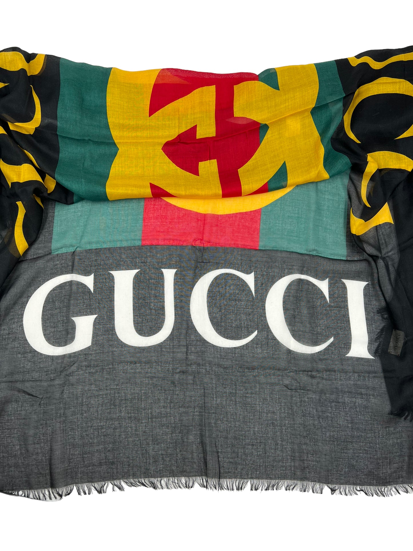 Gucci Black Logo Web Stripe Scarf/Shawl