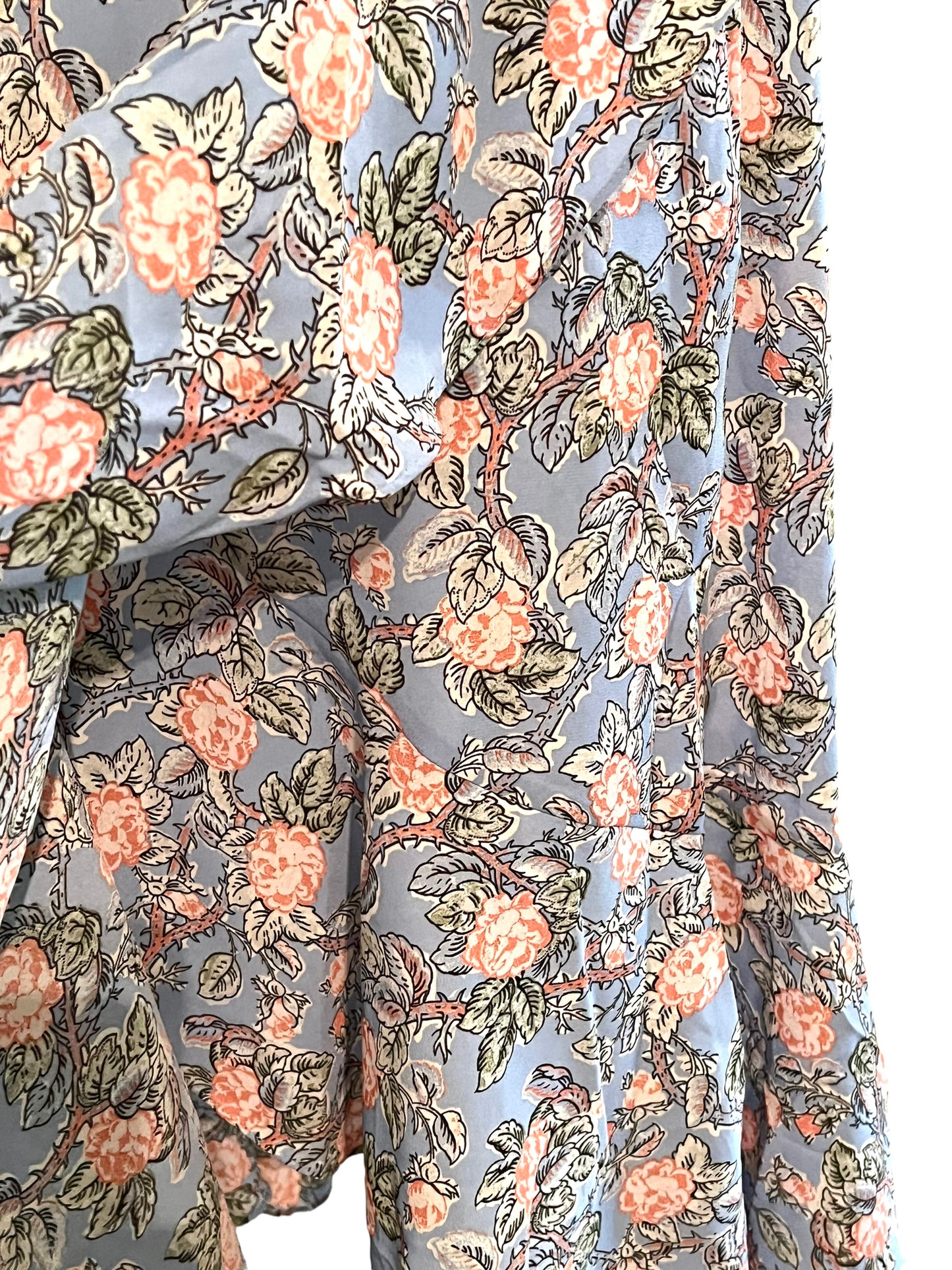 Max Studio Size M Blue Floral Print Wrap Skirt