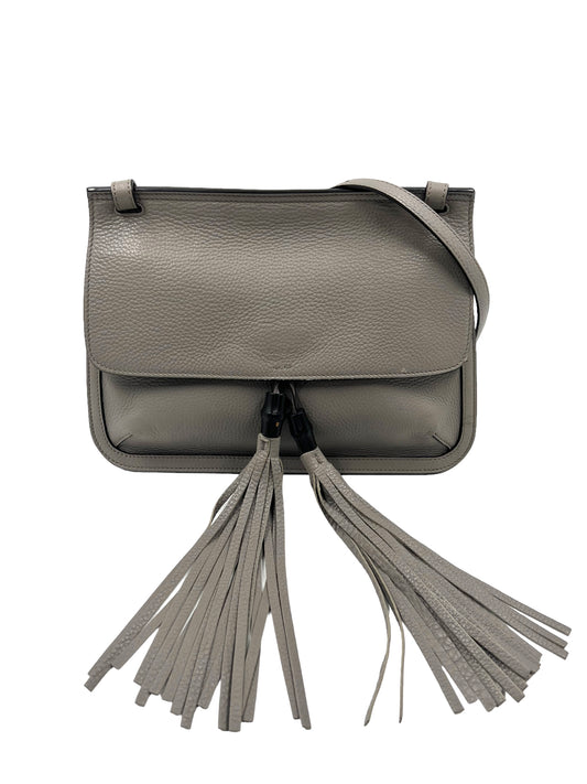 Gucci Gray Leather Daily Medium Bamboo Daily Flap Bag