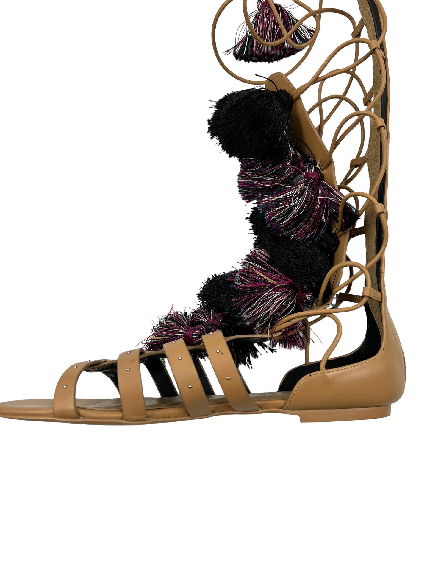 Rebecca Minkoff Size 9 'Eve' Leather Gladiator Tassel Pom Pom Sandals