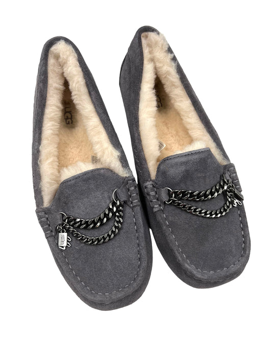 Ugg Gray Suede Size 9 Ansley Chain Moccasin Slippers