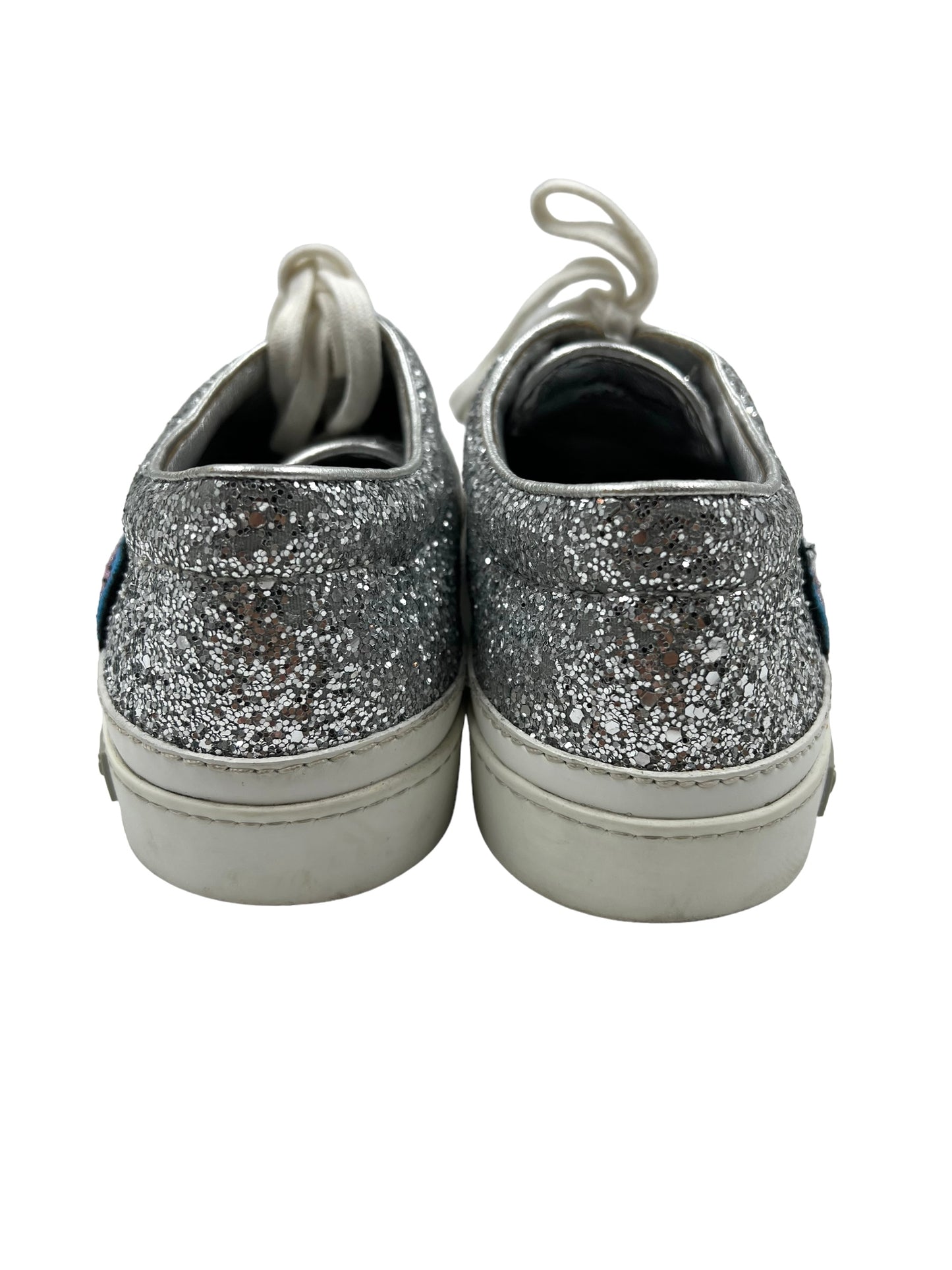 Miu Miu Silver Size 39 Low Top Glitter Sneakers