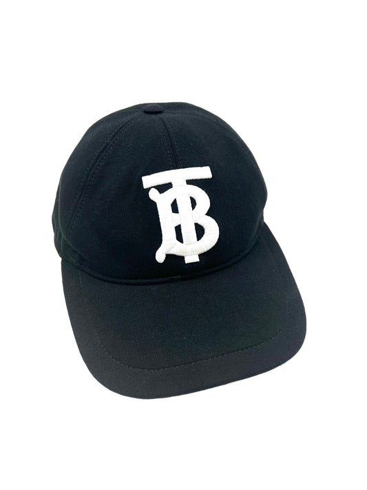 Burberry Size M Black Monogram Motif Cotton Twill Baseball Cap